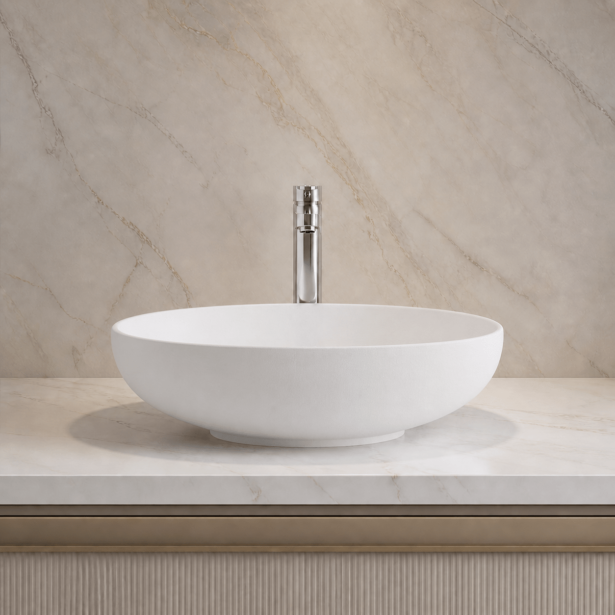 Arezzo Oval Curved | Countertop Basin | Ceramic | Matte white - Mockridge Design