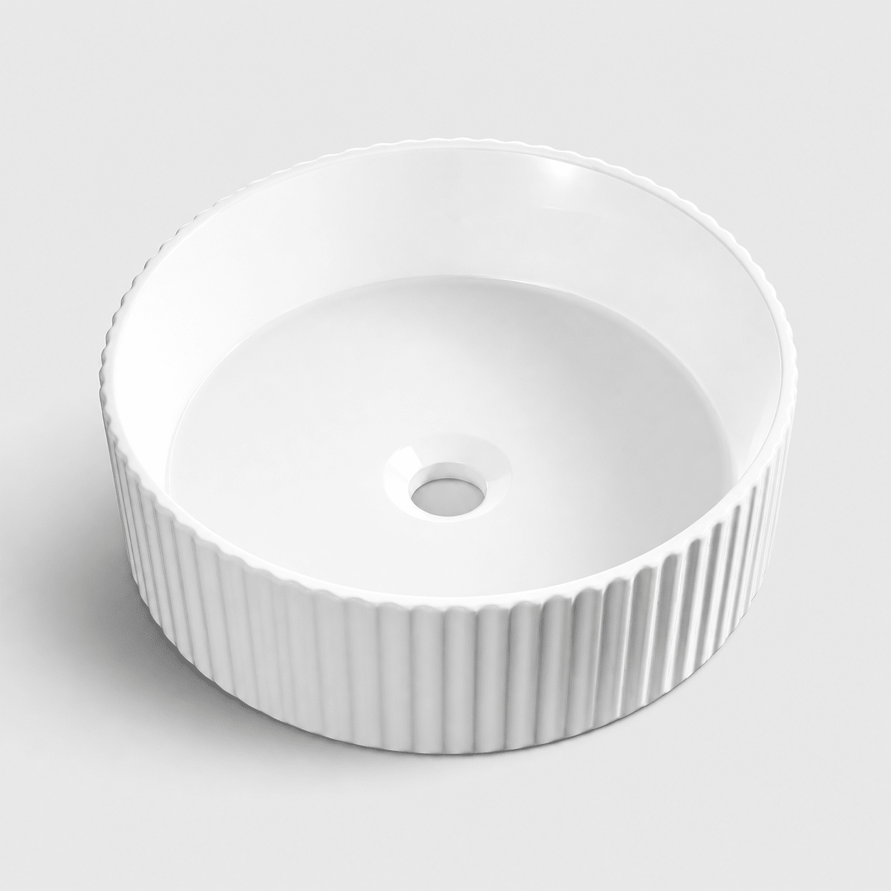 Fluted Round 360mm | Countertop Basin | Ceramic | Gloss White - Mockridge Design