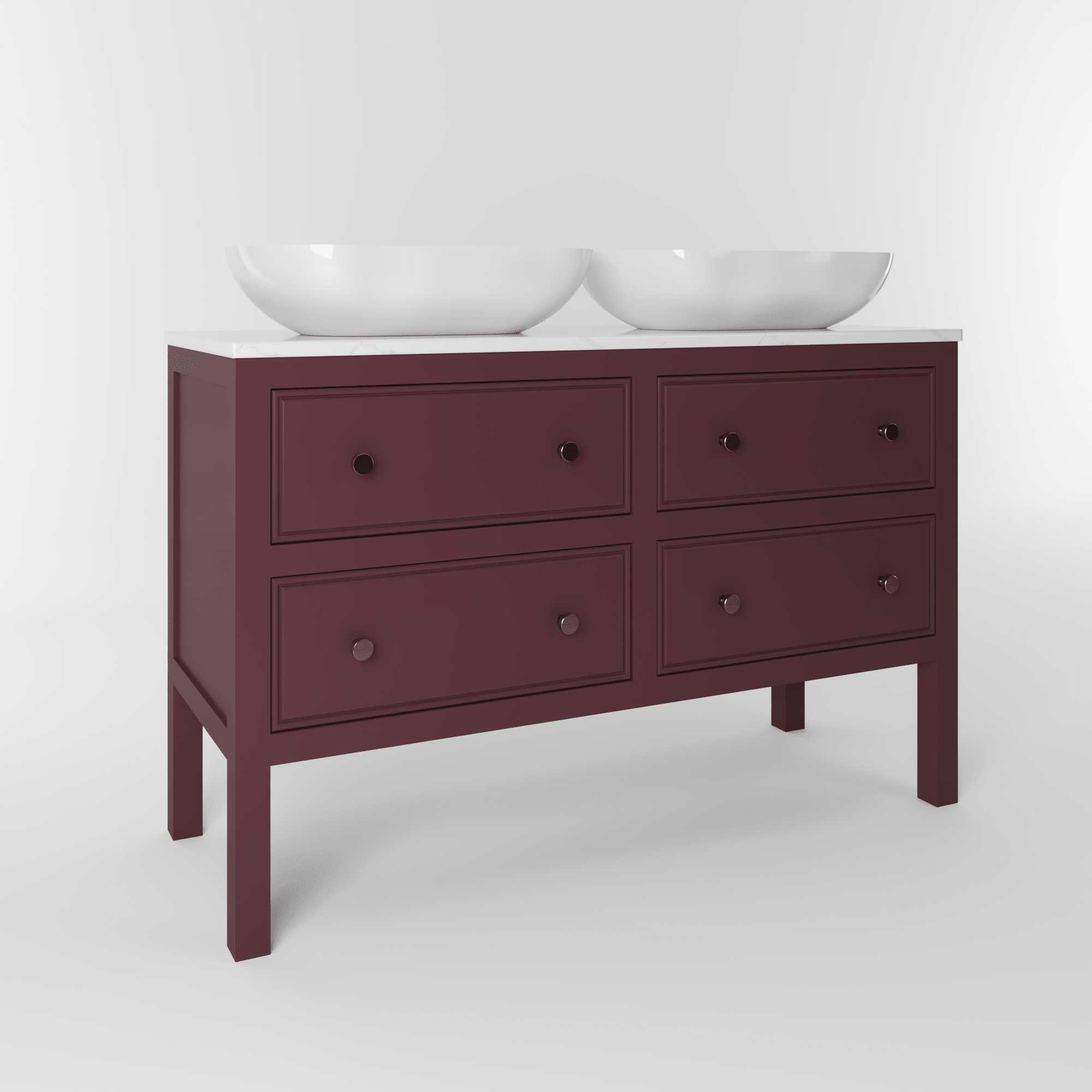 The Chester | Painted Beaded Double Vanity 1200mm Brinjal - Mockridge Design