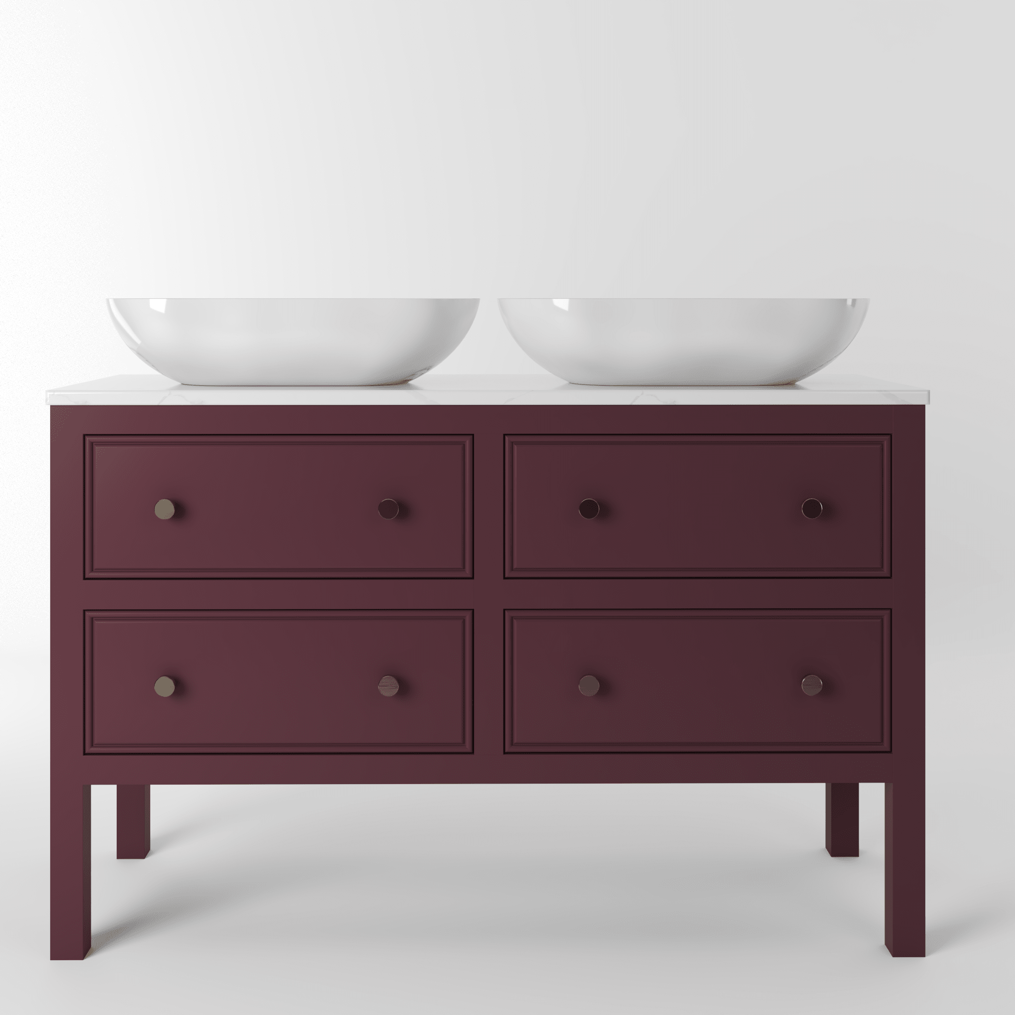 The Chester | Painted Beaded Double Vanity 1200mm Brinjal - Mockridge Design