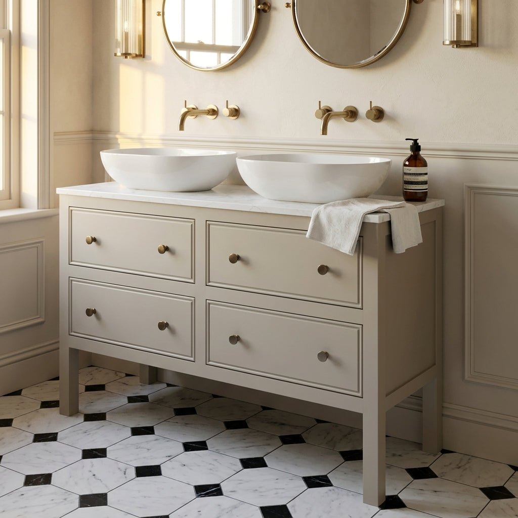 The Chester | Painted Beaded Double Vanity 1200mm Elephants Breath - Mockridge Design
