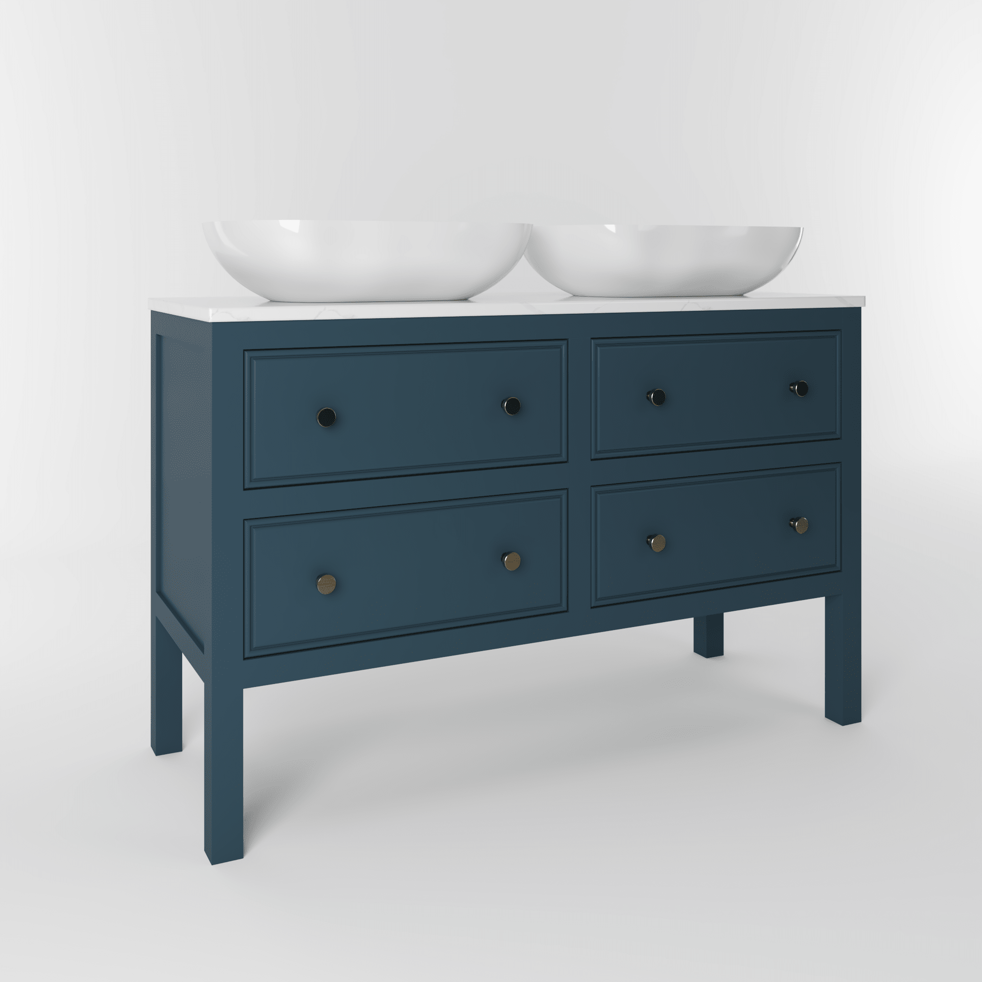 The Chester | Painted Beaded Double Vanity 1200mm Stiffkey Blue - Mockridge Design