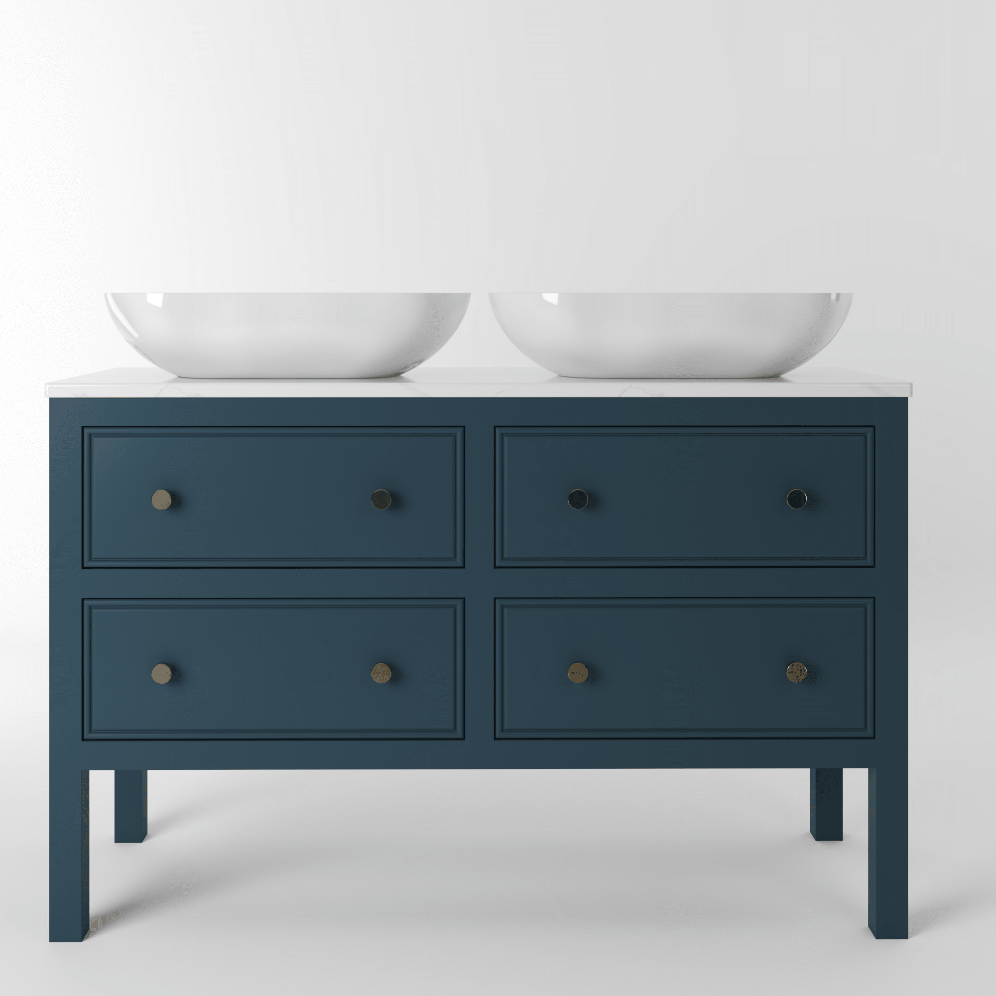 The Chester | Painted Beaded Double Vanity 1200mm Stiffkey Blue - Mockridge Design