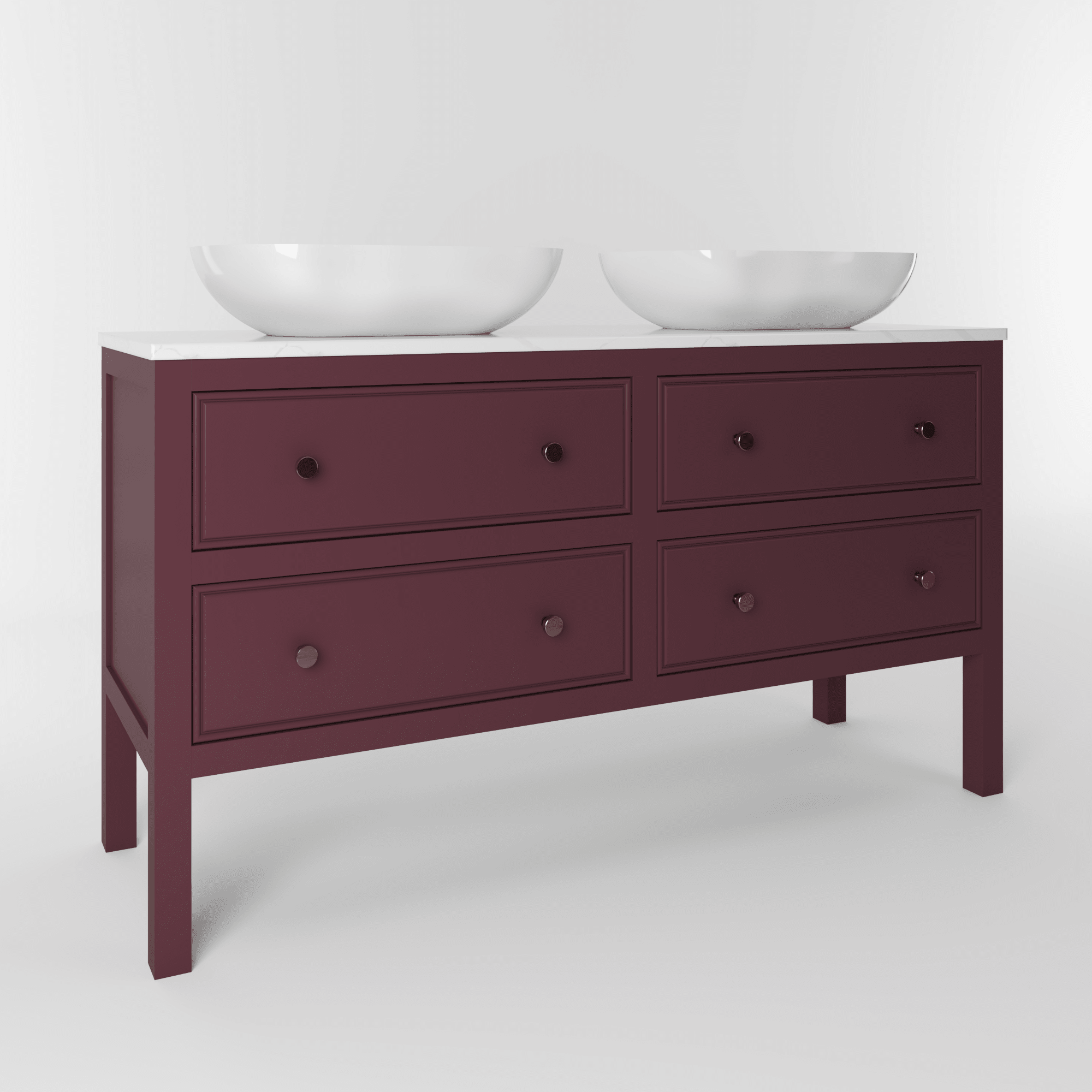 The Chester | Painted Beaded Double Vanity 1400mm Brinjal - Mockridge Design