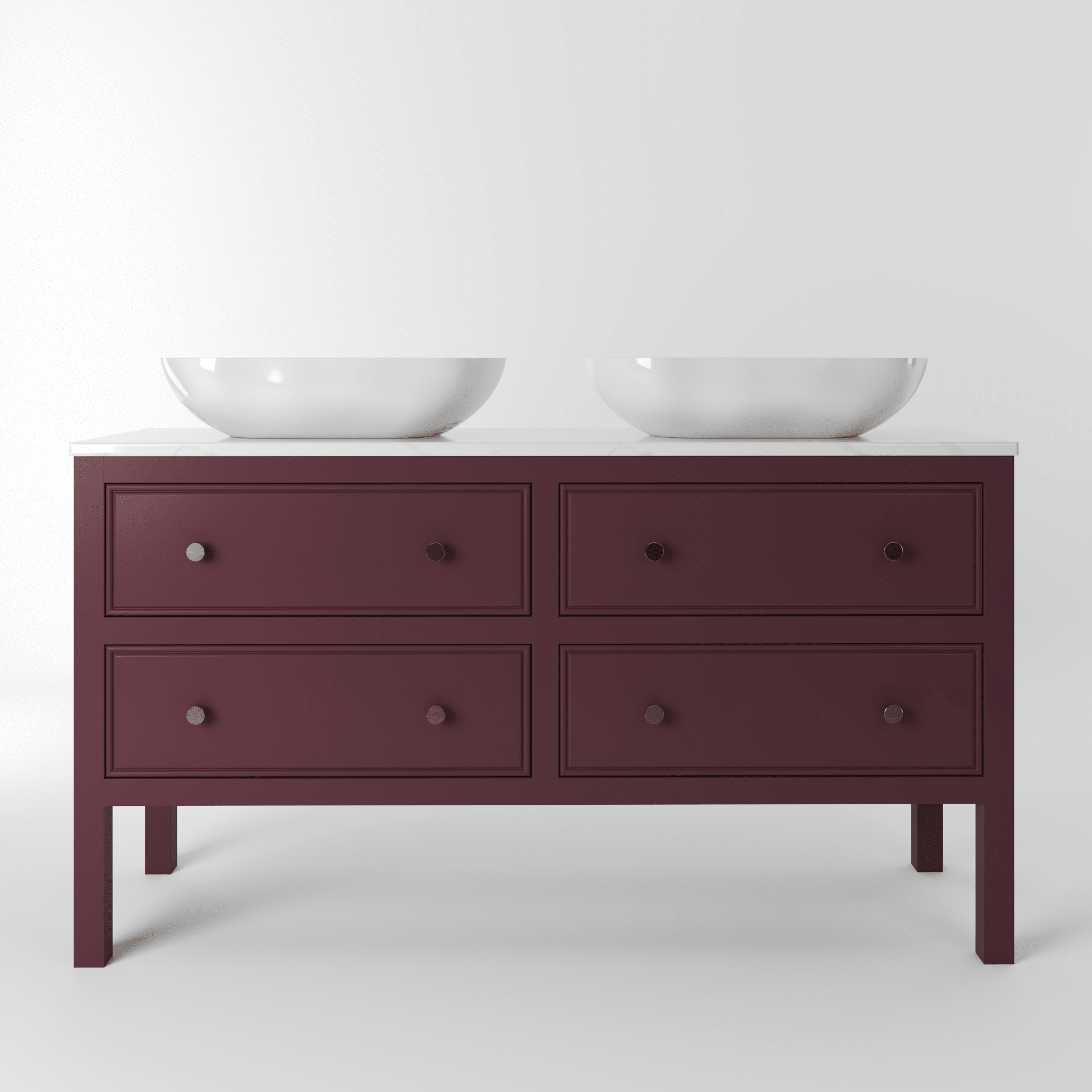 The Chester | Painted Beaded Double Vanity 1400mm Brinjal - Mockridge Design