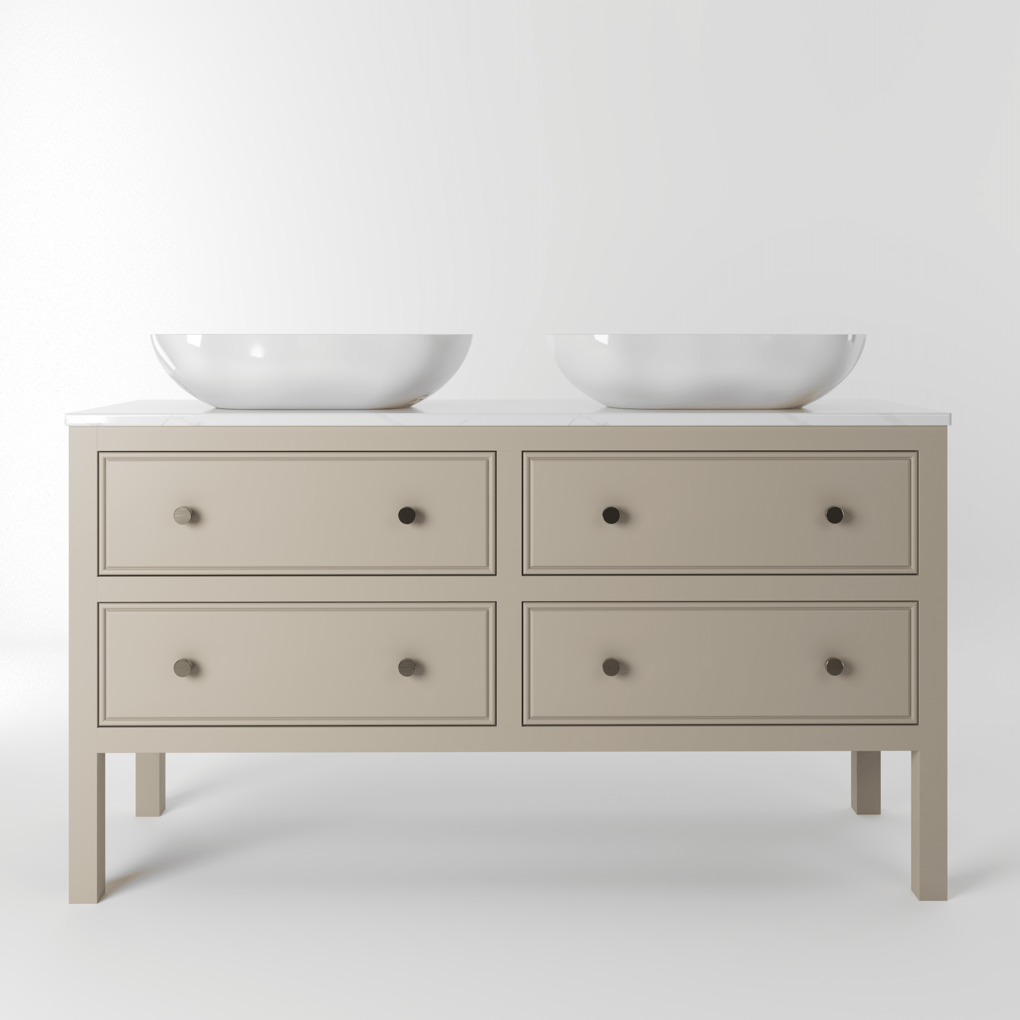 The Chester | Painted Beaded Double Vanity 1400mm Elephants Breath - Mockridge Design