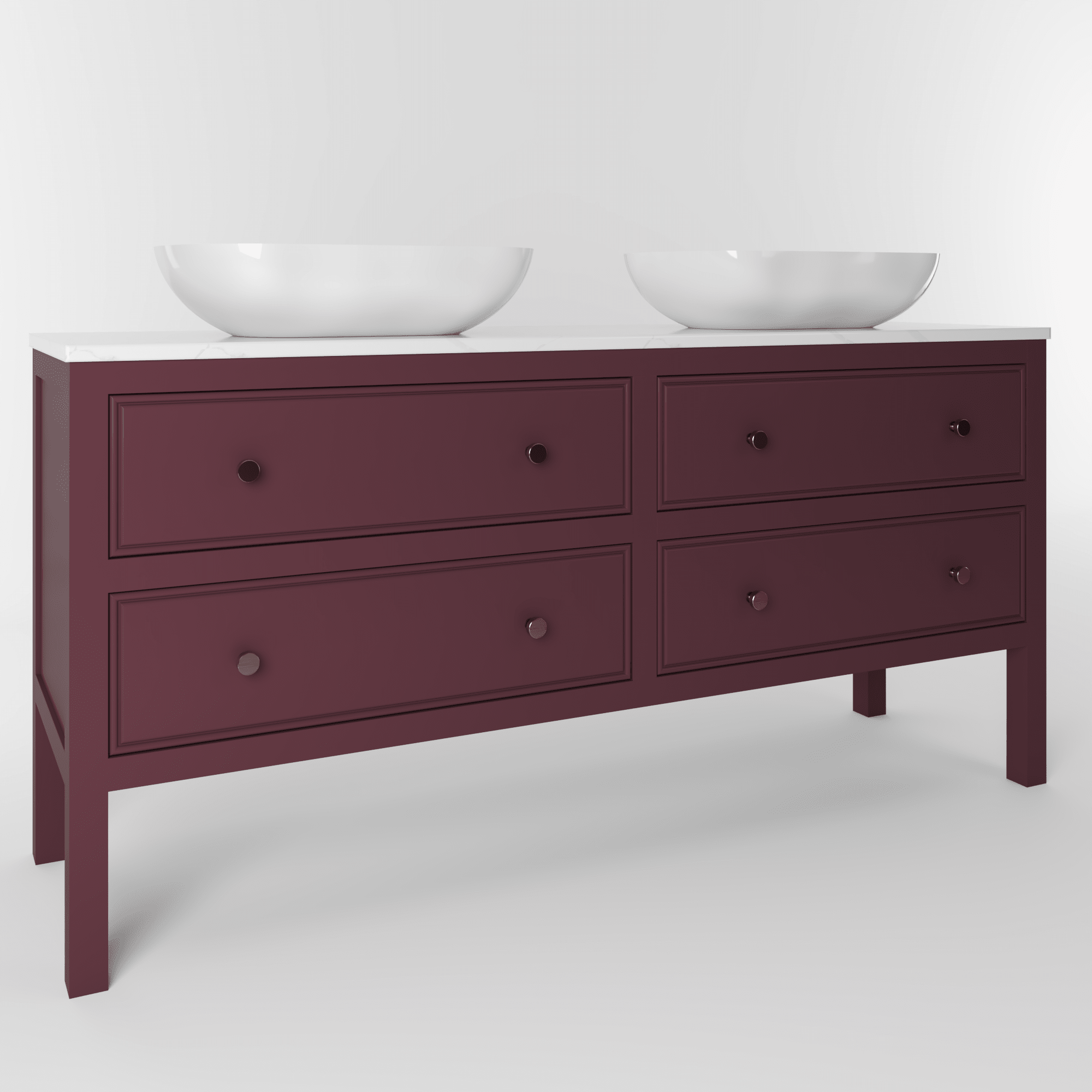 The Chester | Painted Beaded Double Vanity 1600mm Brinjal - Mockridge Design