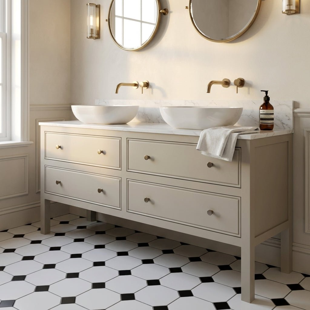 The Chester | Painted Beaded Double Vanity 1600mm Elephants Breath - Mockridge Design