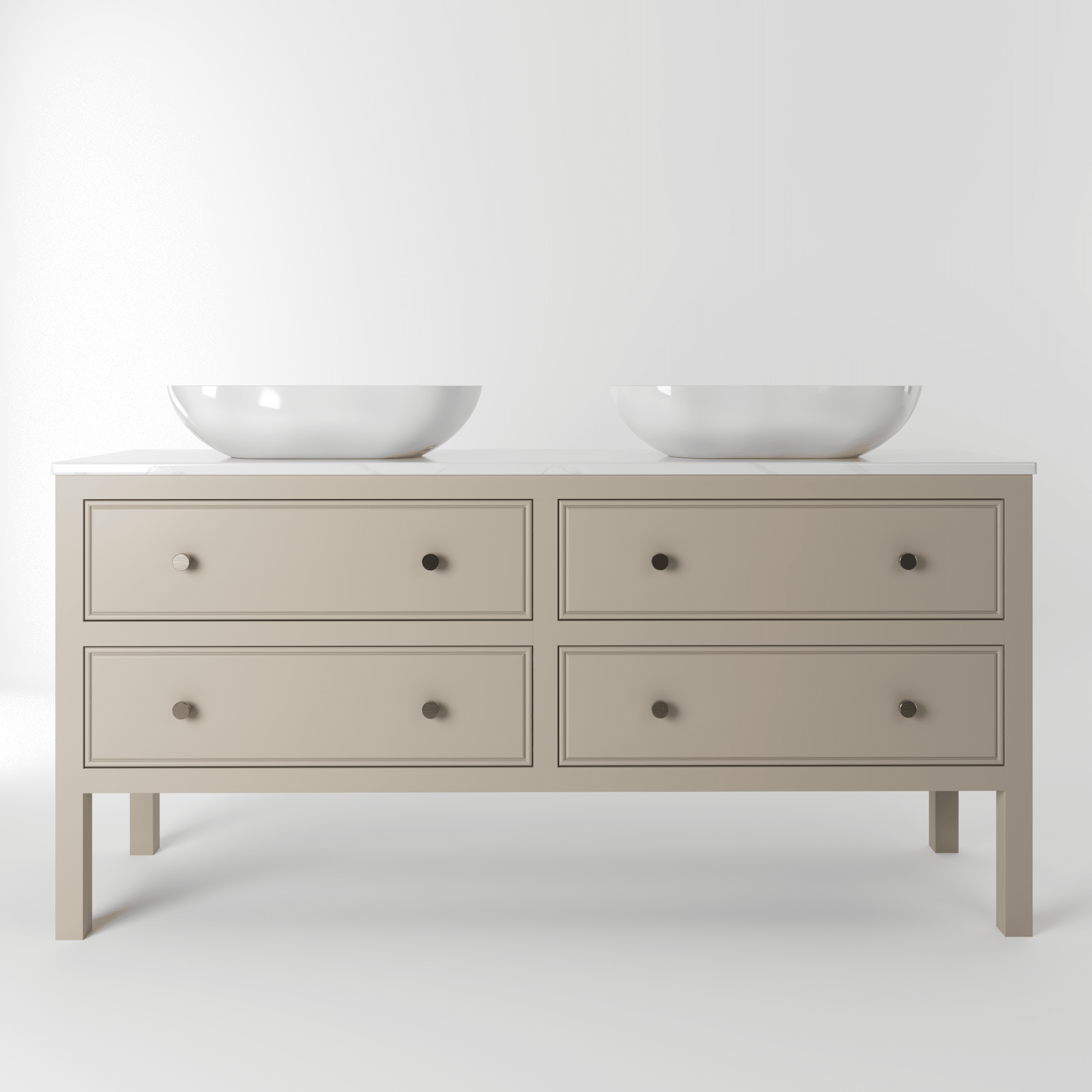The Chester | Painted Beaded Double Vanity 1600mm Elephants Breath - Mockridge Design