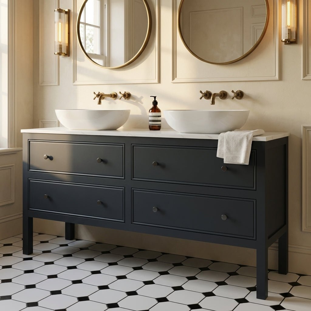 The Chester | Painted Beaded Double Vanity 1600mm Railings - Mockridge Design