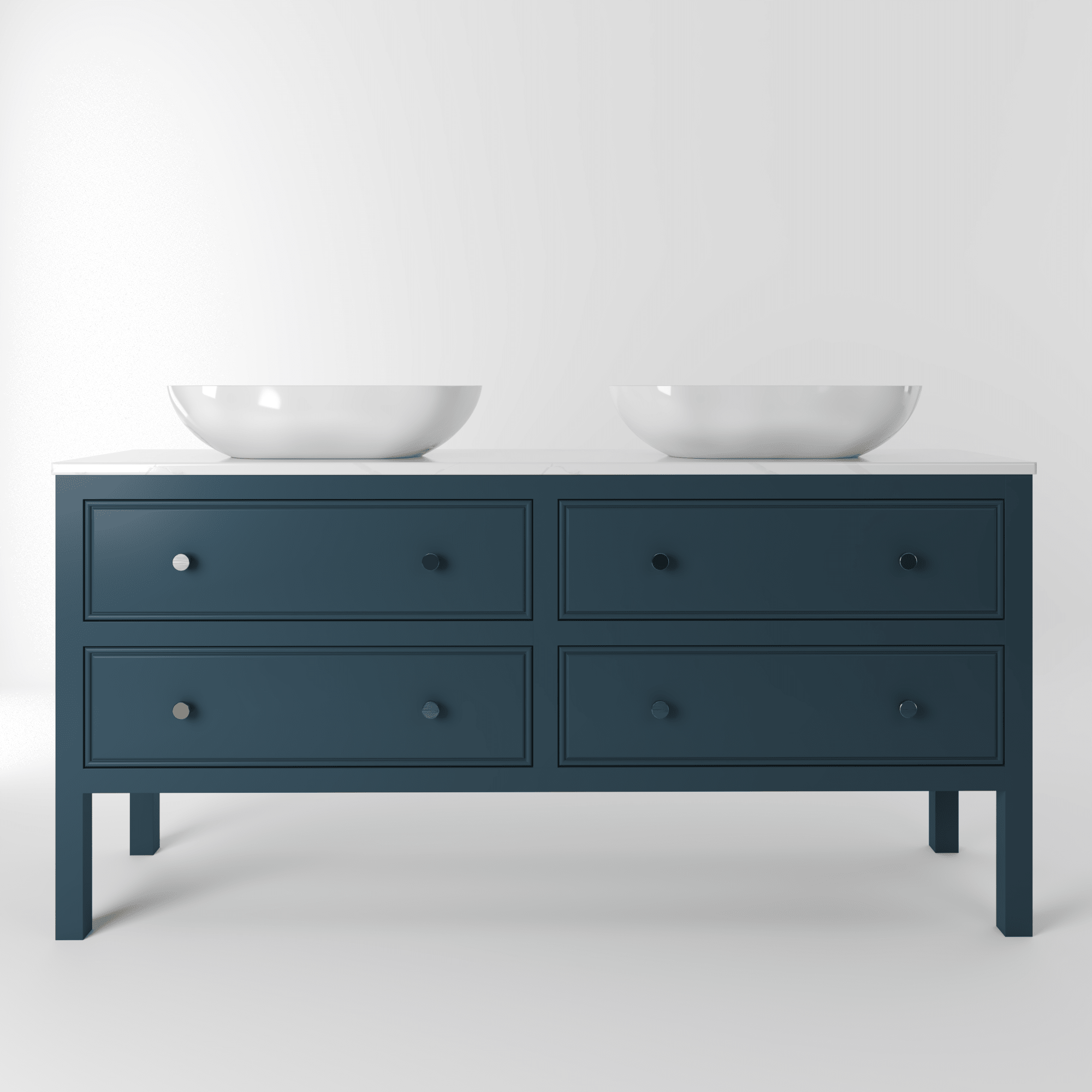 The Chester | Painted Beaded Double Vanity 1600mm Stiffkey Blue - Mockridge Design