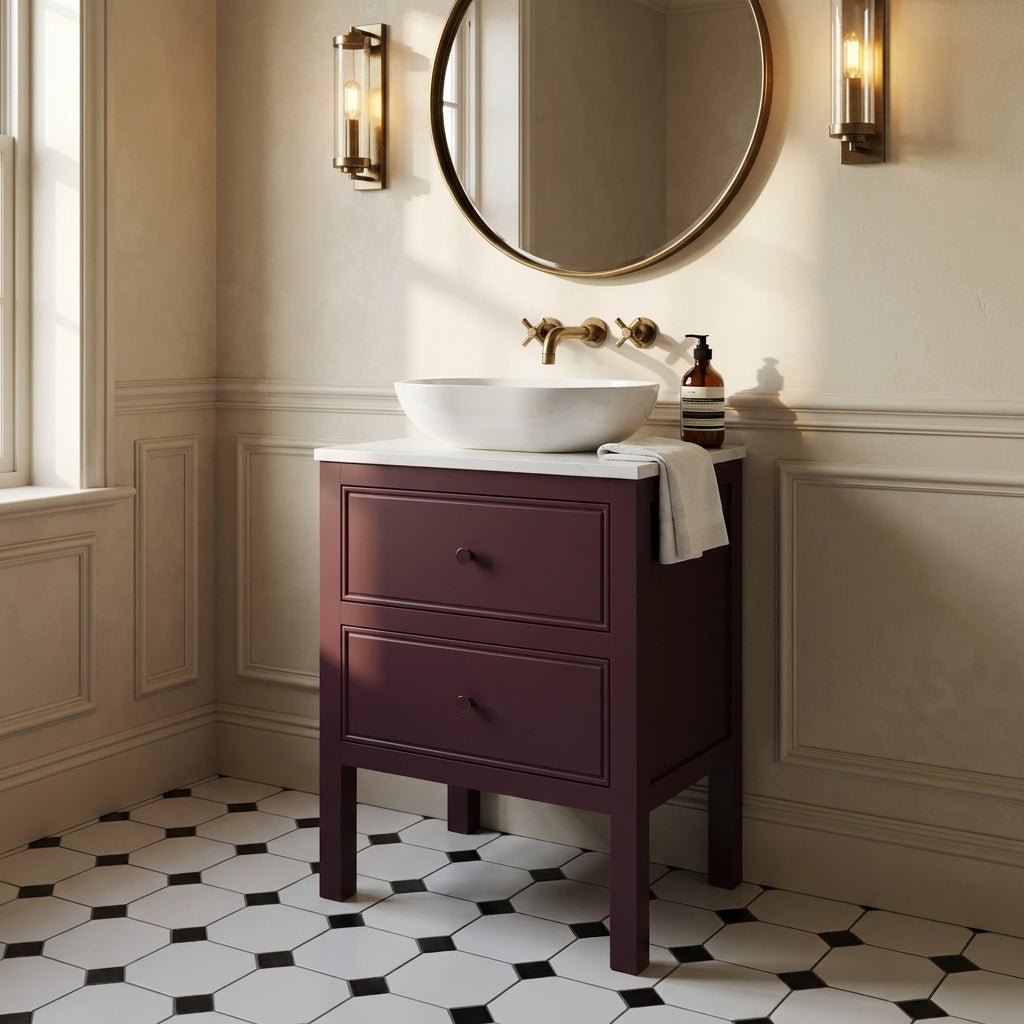 The Chester | Painted Beaded Vanity 600mm Brinjal - Mockridge Design