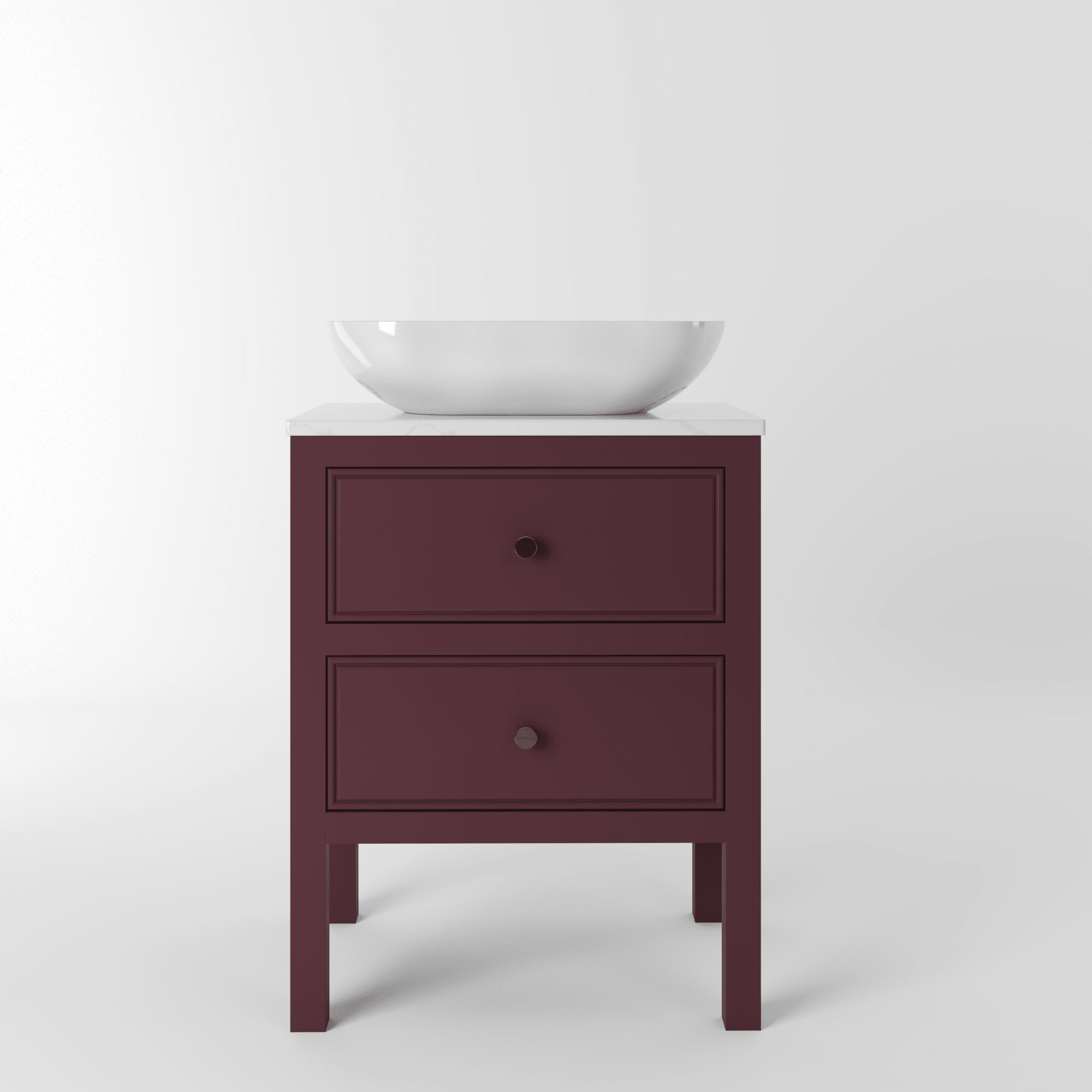 The Chester | Painted Beaded Vanity 600mm Brinjal - Mockridge Design