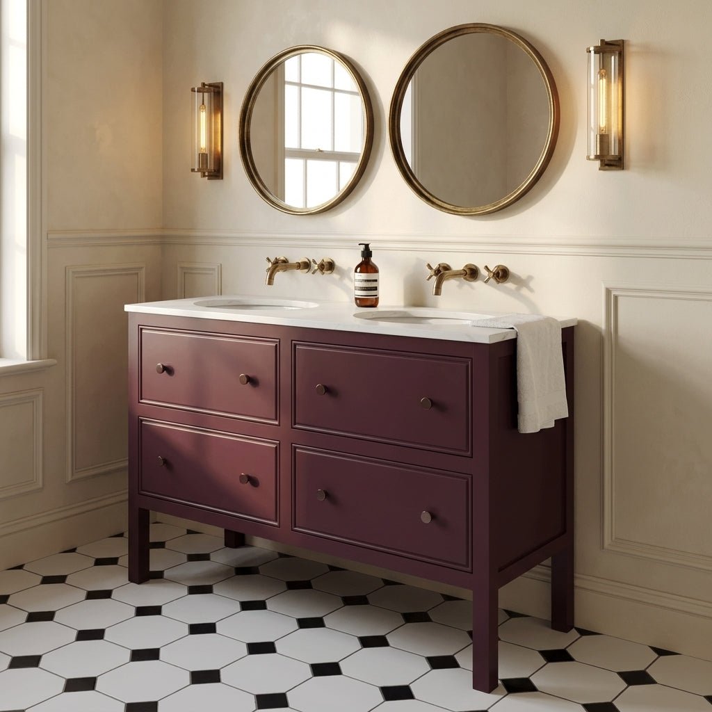 The Chester | Undermounted | Painted Beaded Double Vanity 1200mm Brinjal - Mockridge Design