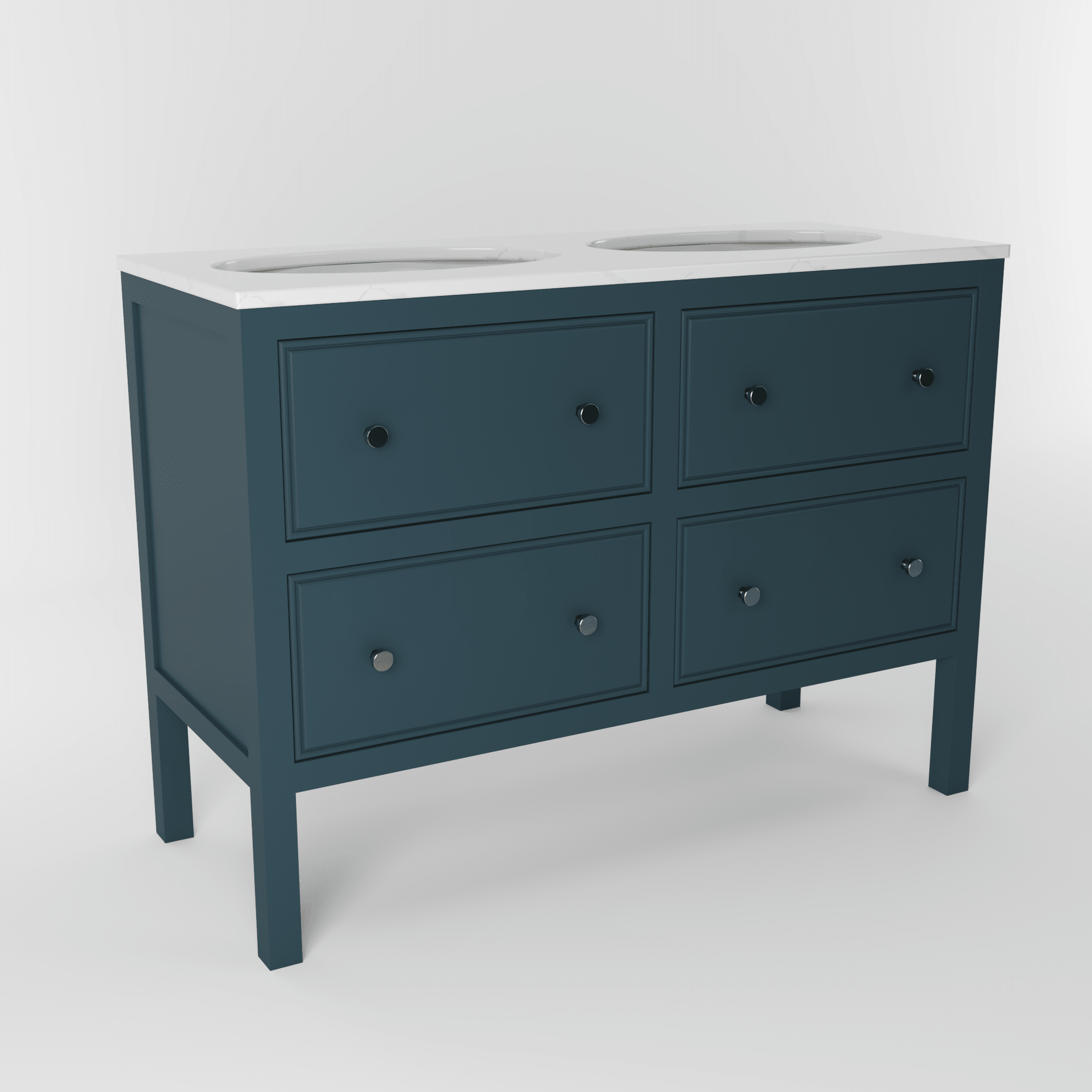 The Chester | Undermounted | Painted Beaded Double Vanity 1200mm Stiffkey Blue - Mockridge Design