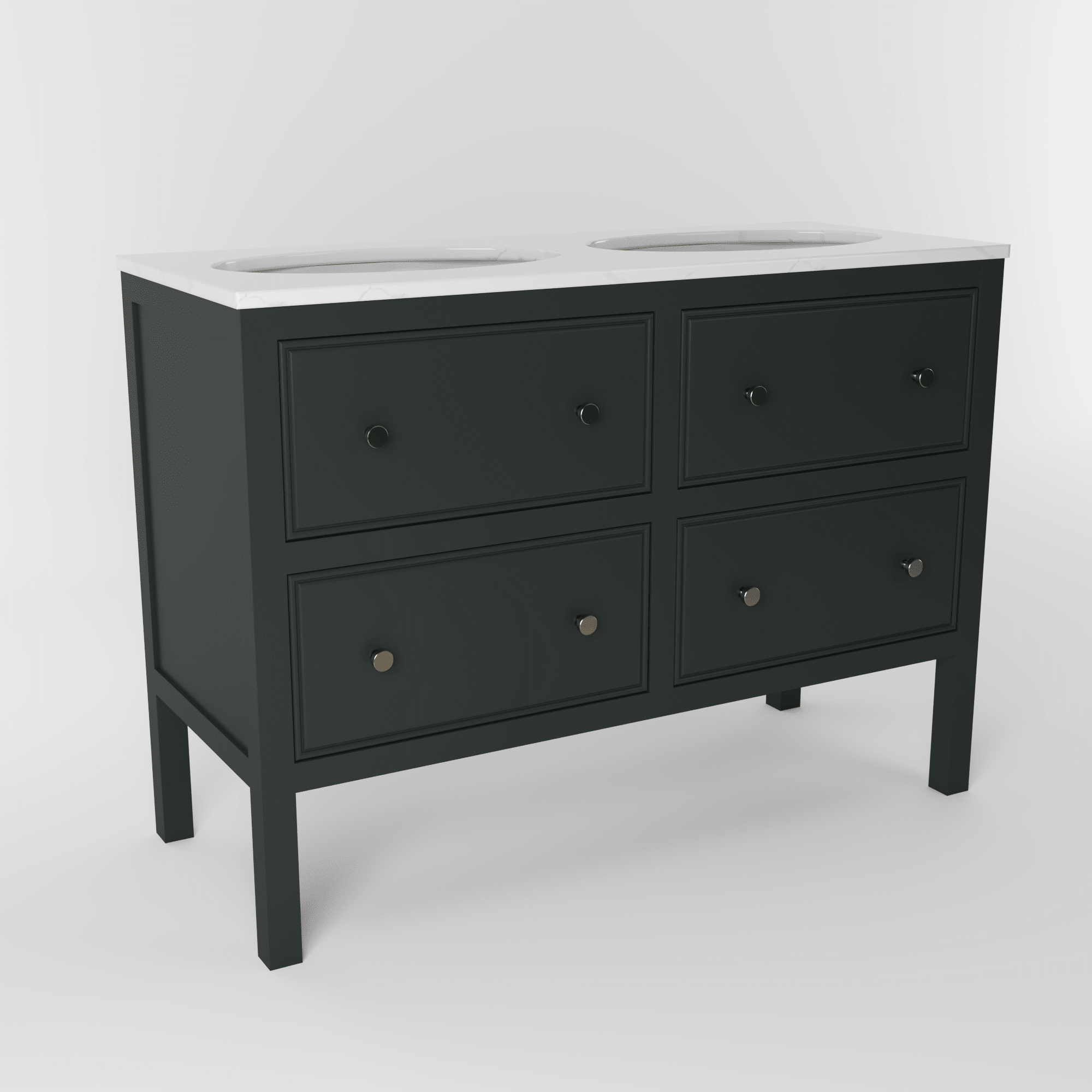 The Chester | Undermounted | Painted Beaded Double Vanity 1200mm Studio Green - Mockridge Design