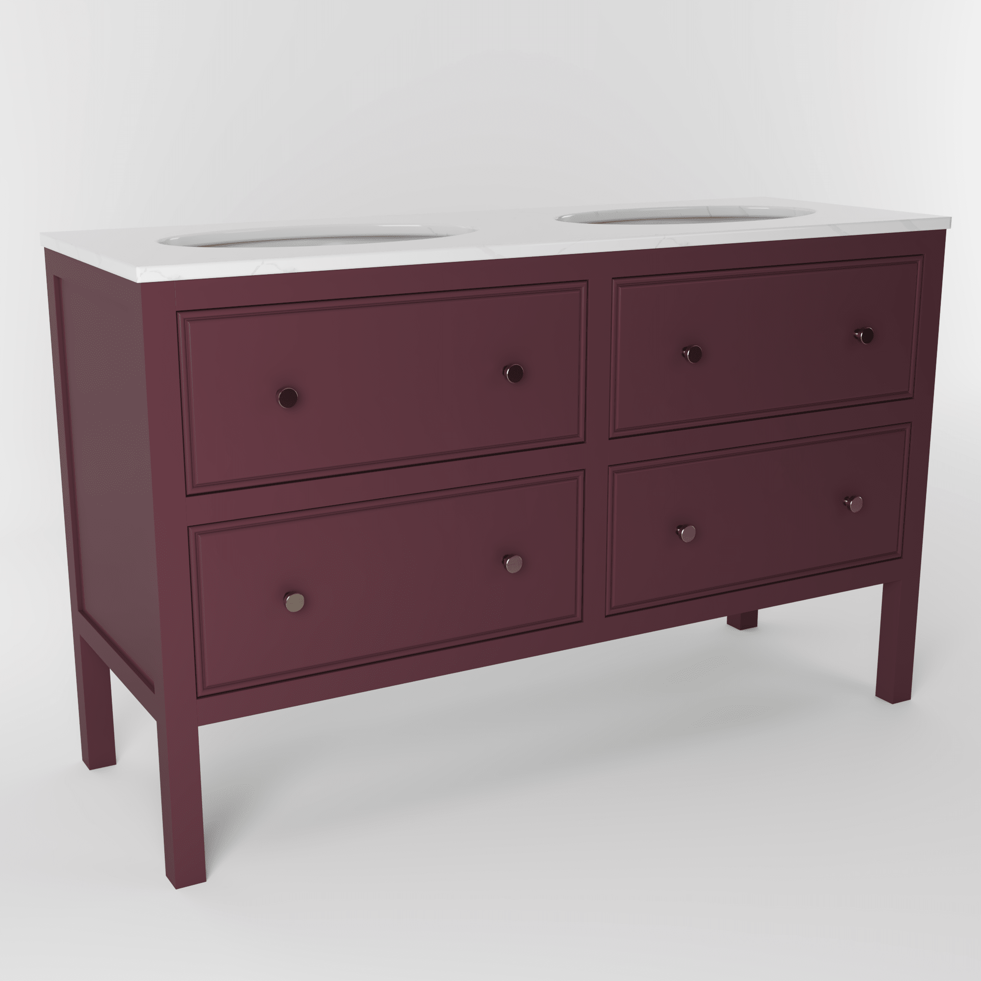 The Chester | Undermounted | Painted Beaded Double Vanity 1400mm Brinjal - Mockridge Design