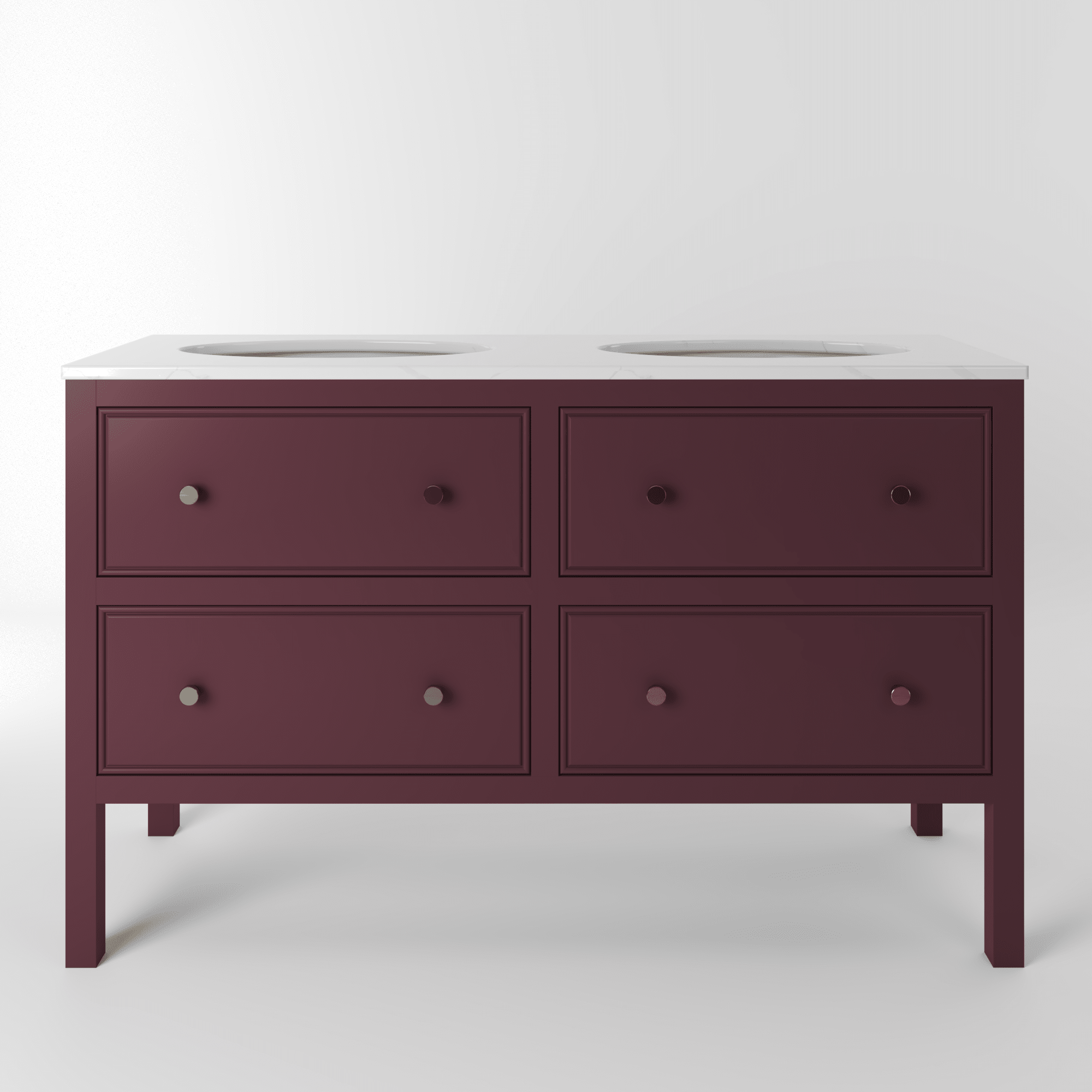 The Chester | Undermounted | Painted Beaded Double Vanity 1400mm Brinjal - Mockridge Design