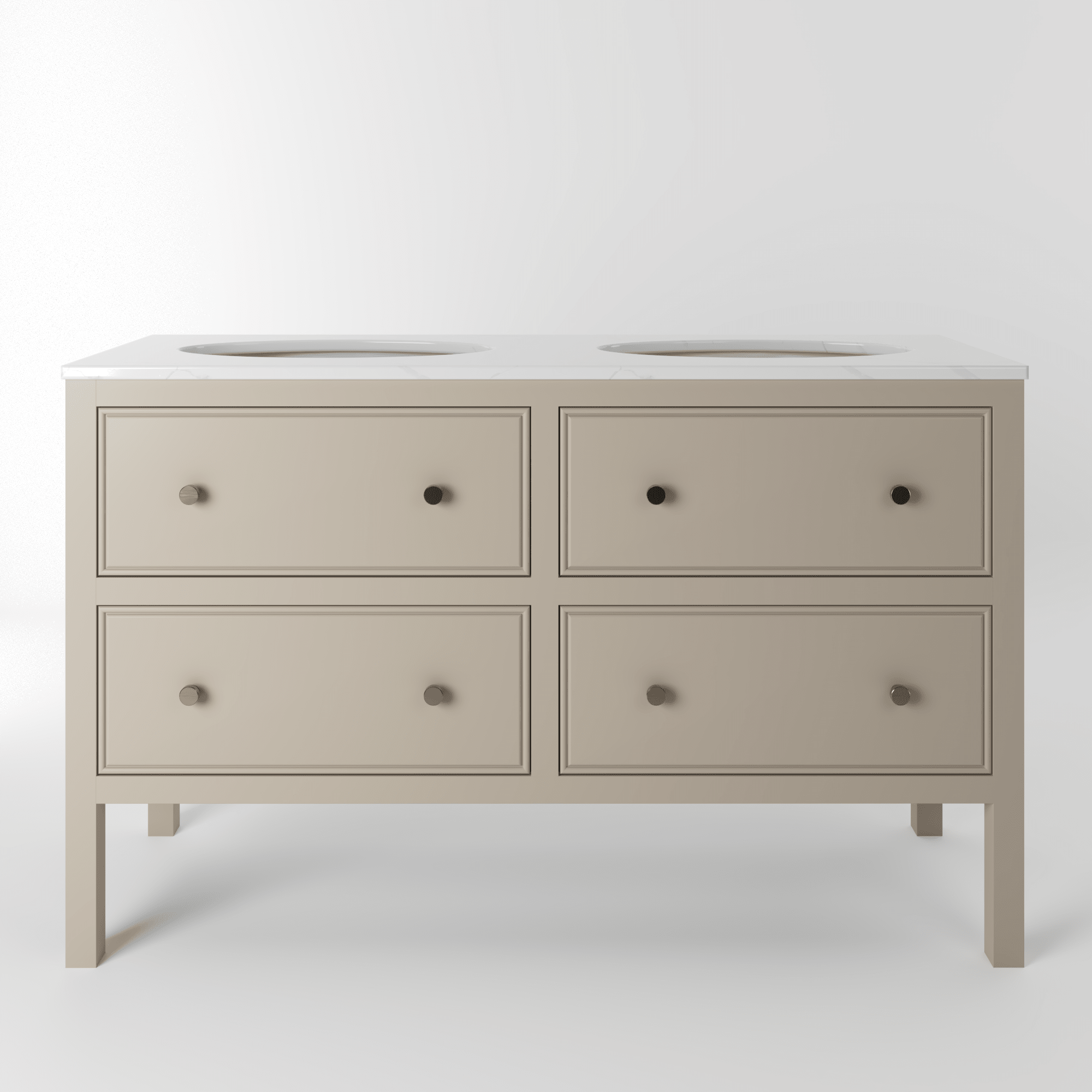 The Chester | Undermounted | Painted Beaded Double Vanity 1400mm Elephants Breath - Mockridge Design