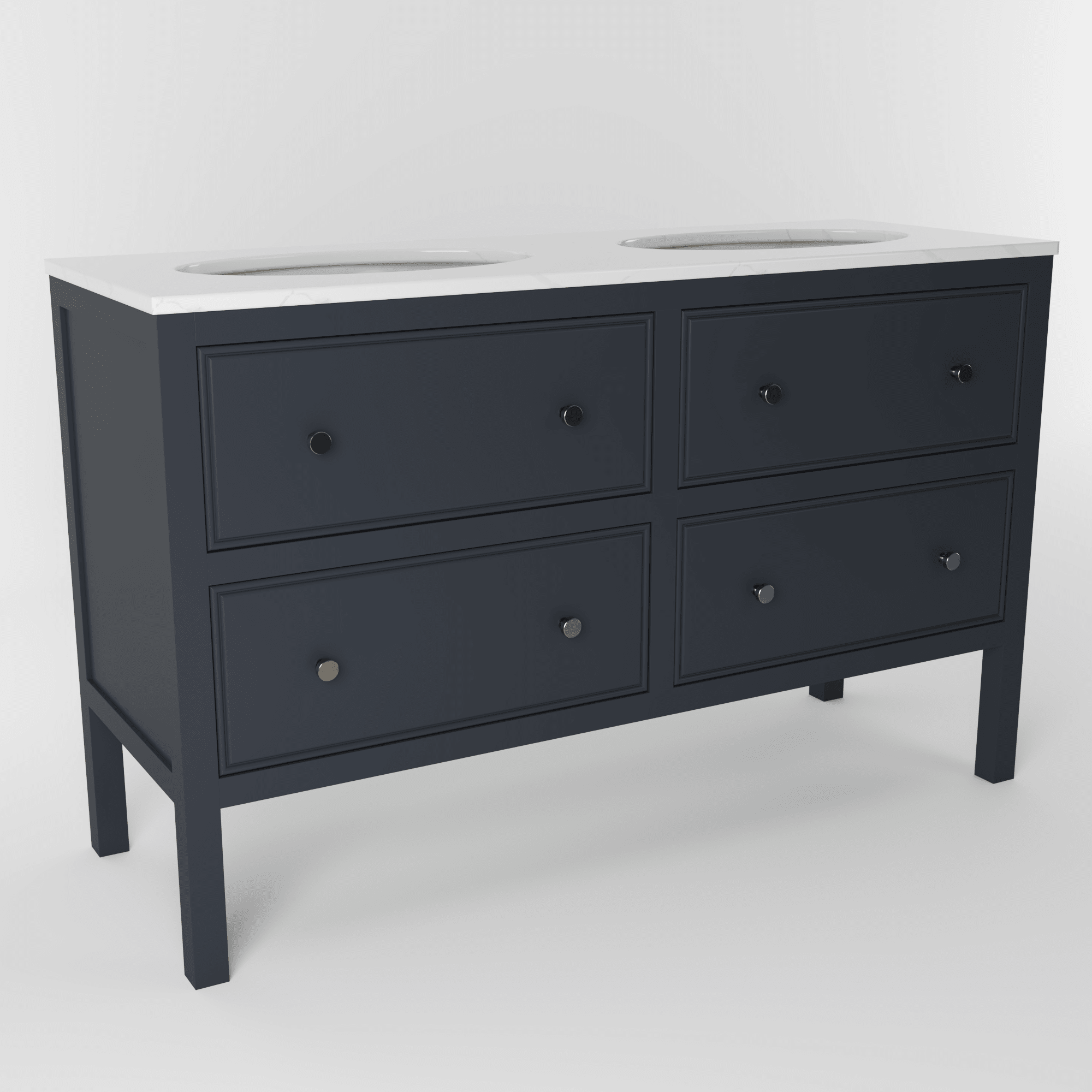 The Chester | Undermounted | Painted Beaded Double Vanity 1400mm Railings - Mockridge Design