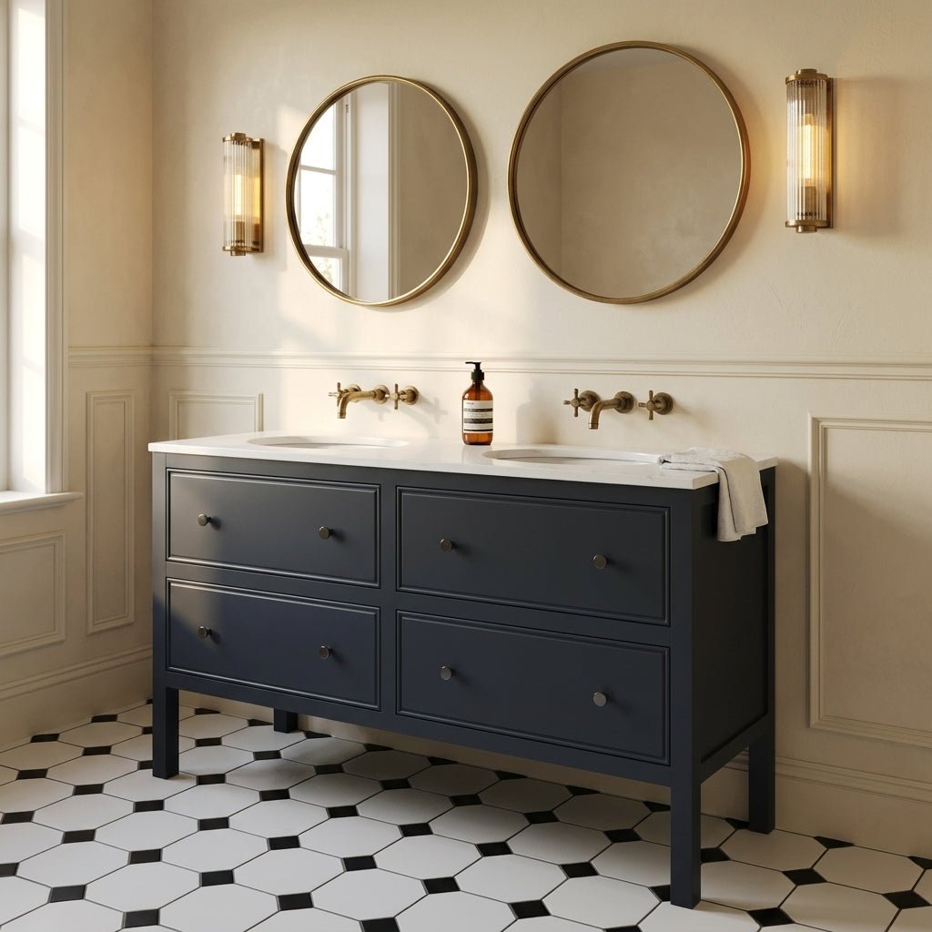The Chester | Undermounted | Painted Beaded Double Vanity 1400mm Railings - Mockridge Design