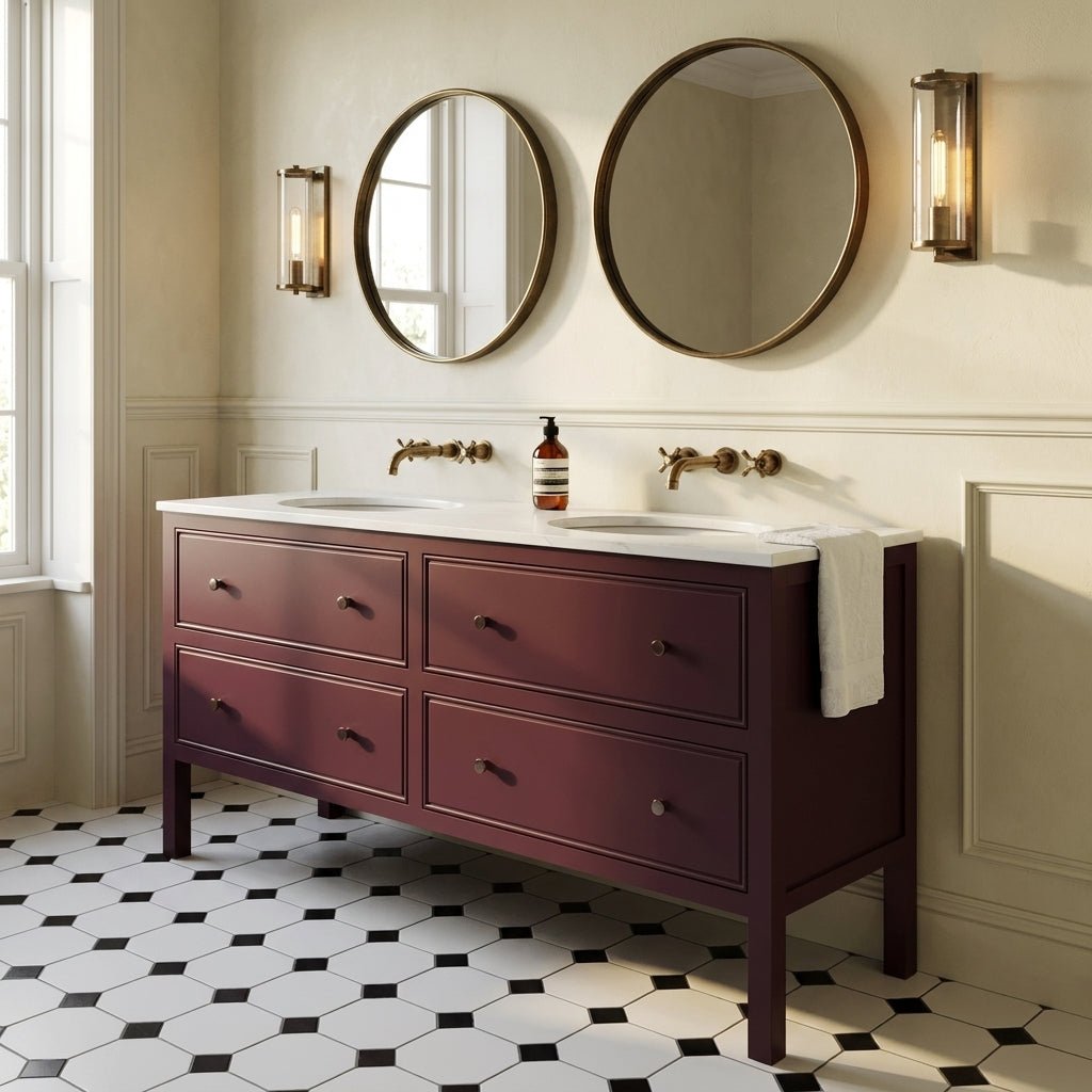 The Chester | Undermounted | Painted Beaded Double Vanity 1600mm Brinjal - Mockridge Design