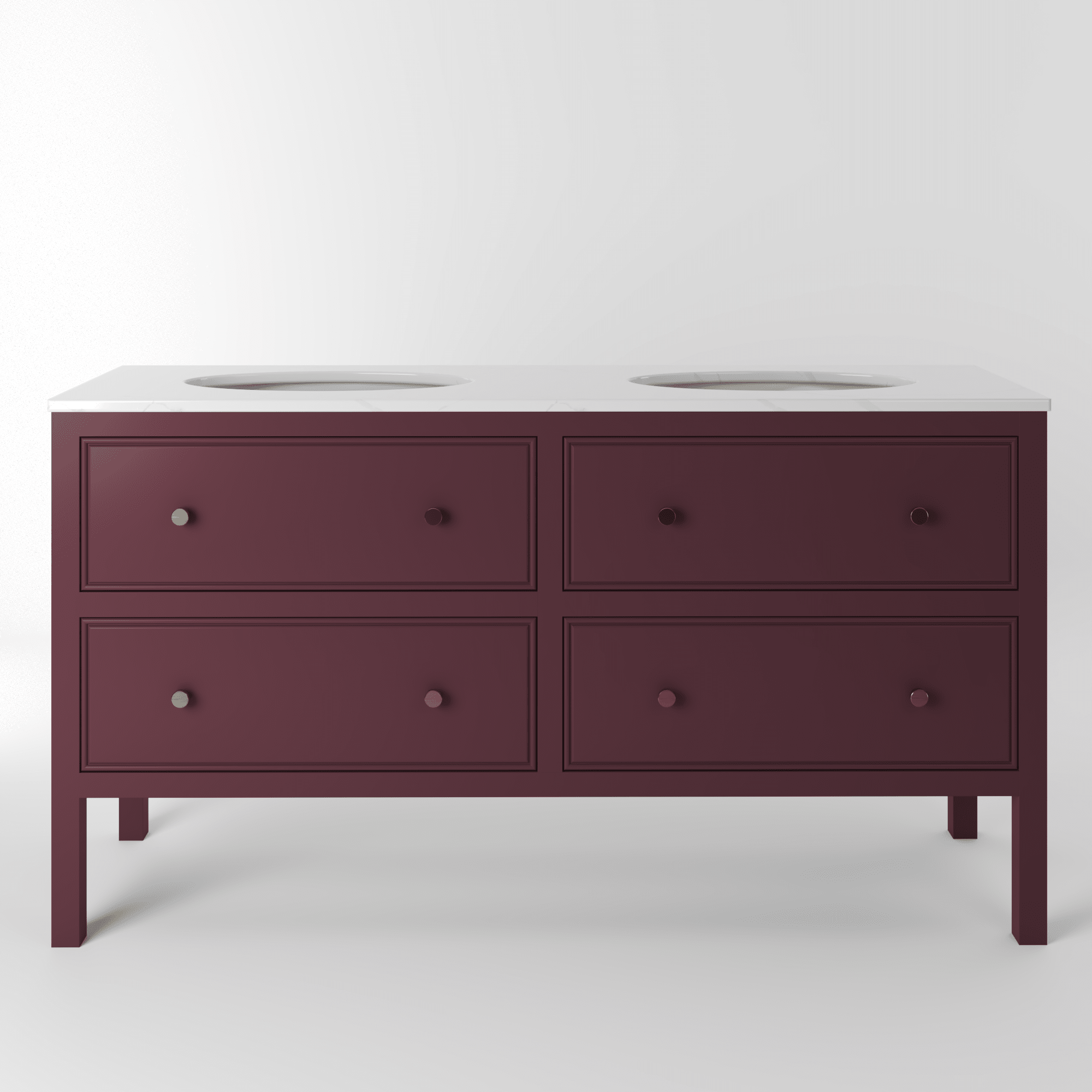 The Chester | Undermounted | Painted Beaded Double Vanity 1600mm Brinjal - Mockridge Design