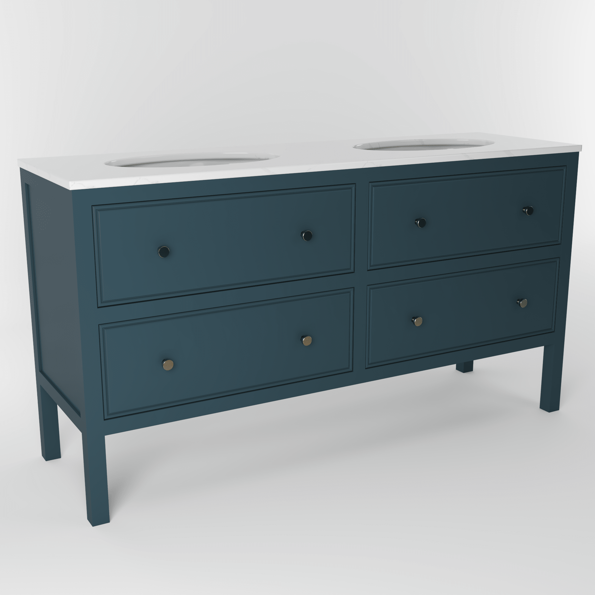 The Chester | Undermounted | Painted Beaded Double Vanity 1600mm Stiffkey Blue - Mockridge Design
