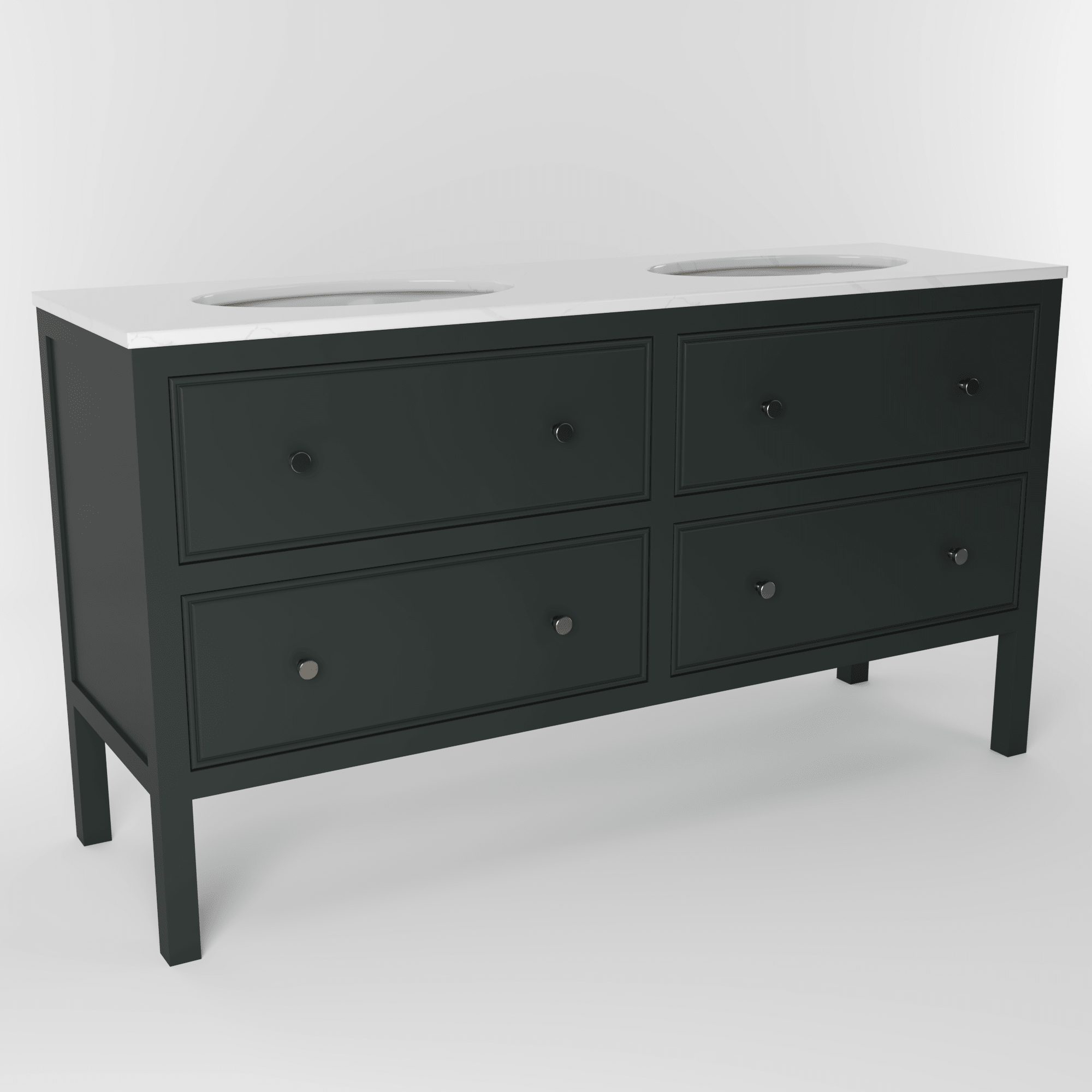 The Chester | Undermounted | Painted Beaded Double Vanity 1600mm Studio Green - Mockridge Design