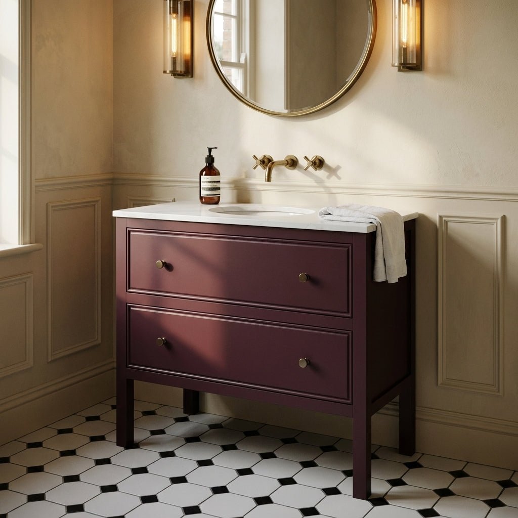 The Chester | Undermounted | Painted Beaded Vanity 1000mm Brinjal - Mockridge Design