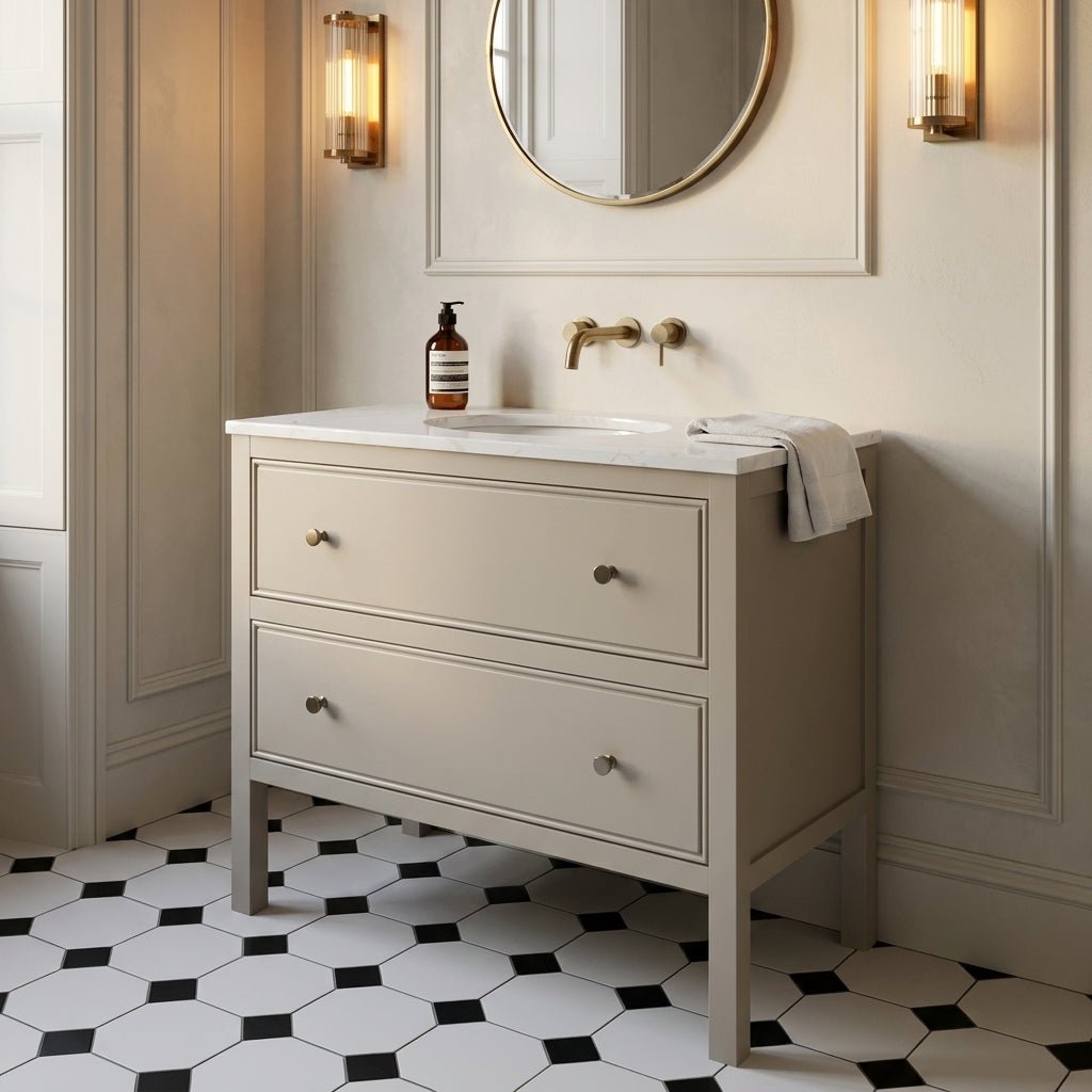 The Chester | Undermounted | Painted Beaded Vanity 1000mm Elephants Breath - Mockridge Design