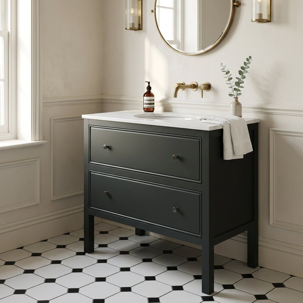 The Chester | Undermounted | Painted Beaded Vanity 1000mm Studio Green - Mockridge Design