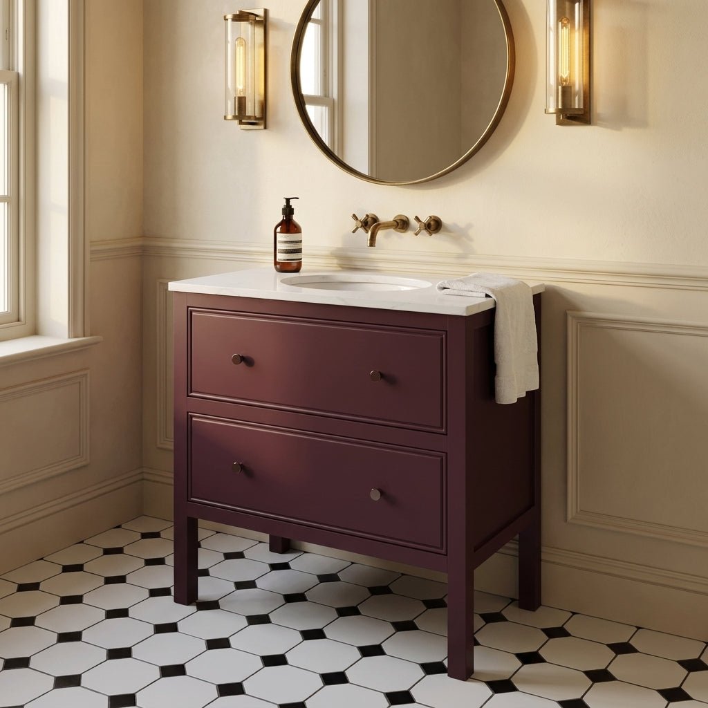 The Chester | Undermounted | Painted Beaded Vanity 800mm Brinjal - Mockridge Design