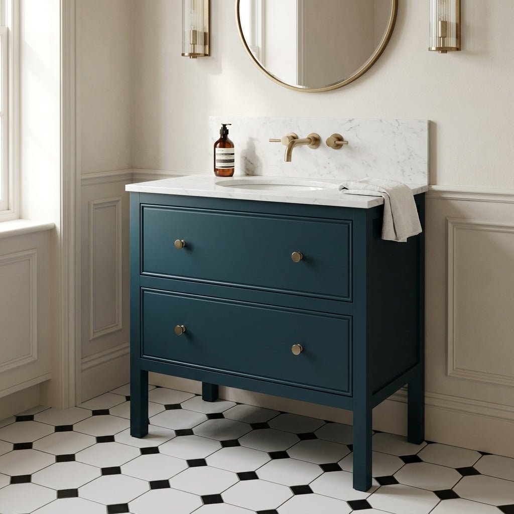 The Chester | Undermounted | Painted Beaded Vanity 800mm Stiffkey Blue - Mockridge Design