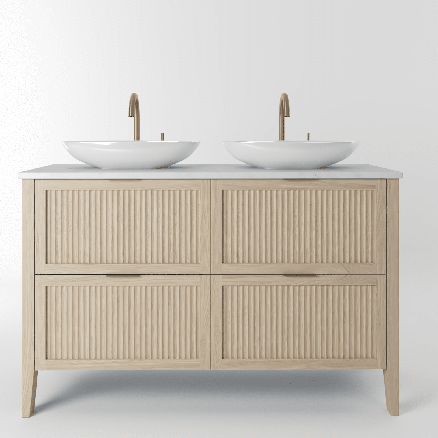 The Clifton | Oak Fluted Double Vanity 1200mm | White - Mockridge Design