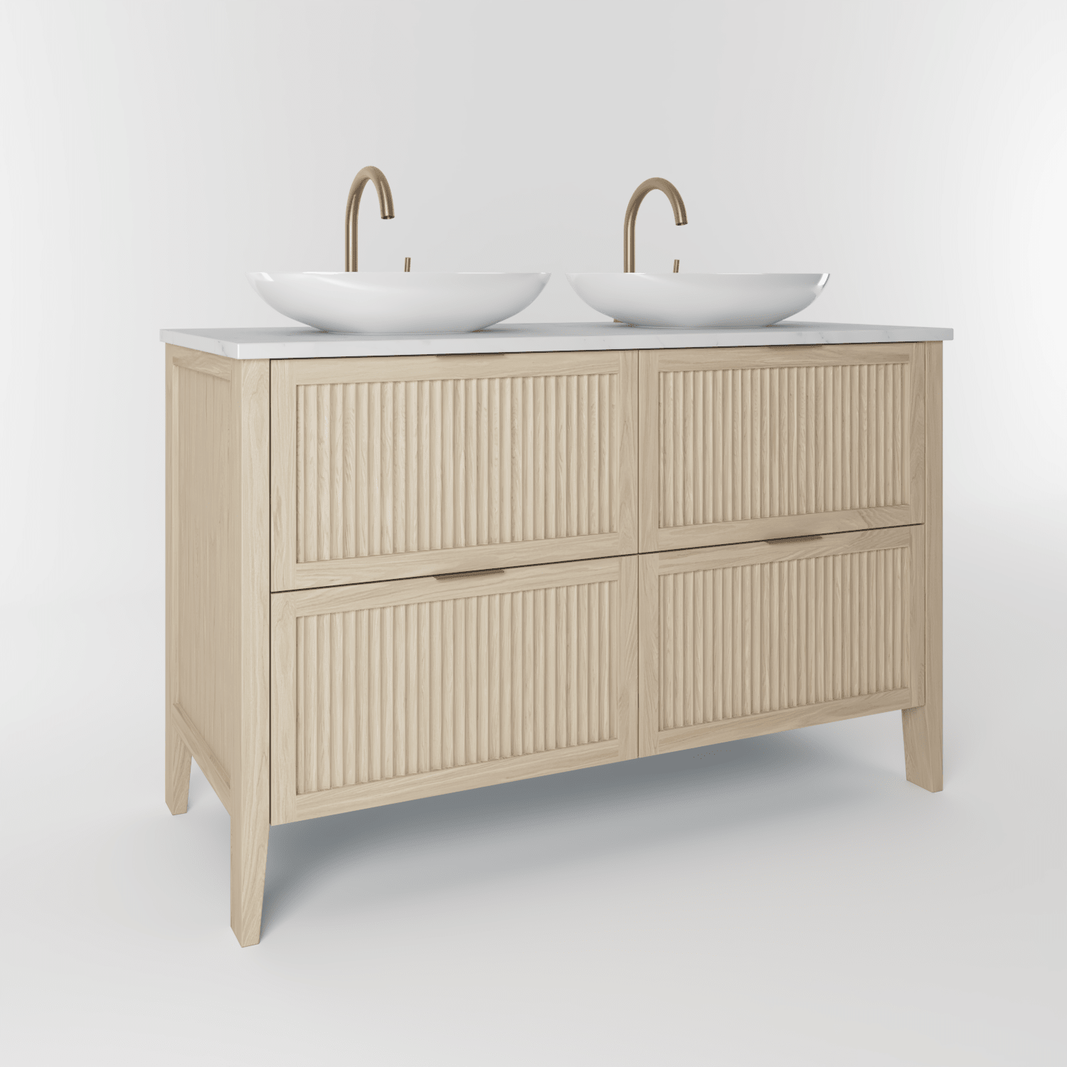 The Clifton | Oak Fluted Double Vanity 1200mm | White - Mockridge Design