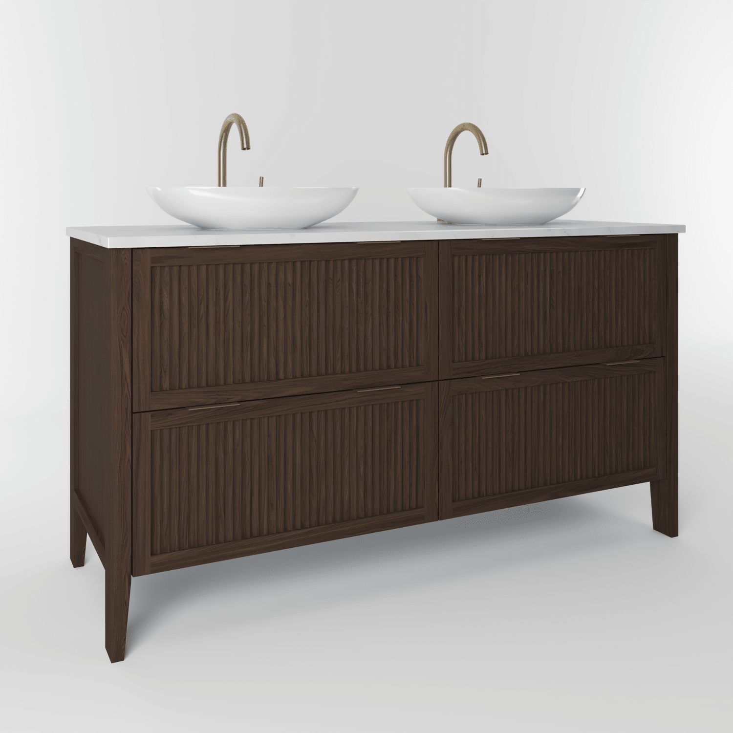 The Clifton | Oak Fluted Double Vanity 1400mm | Dark Roast - Mockridge Design