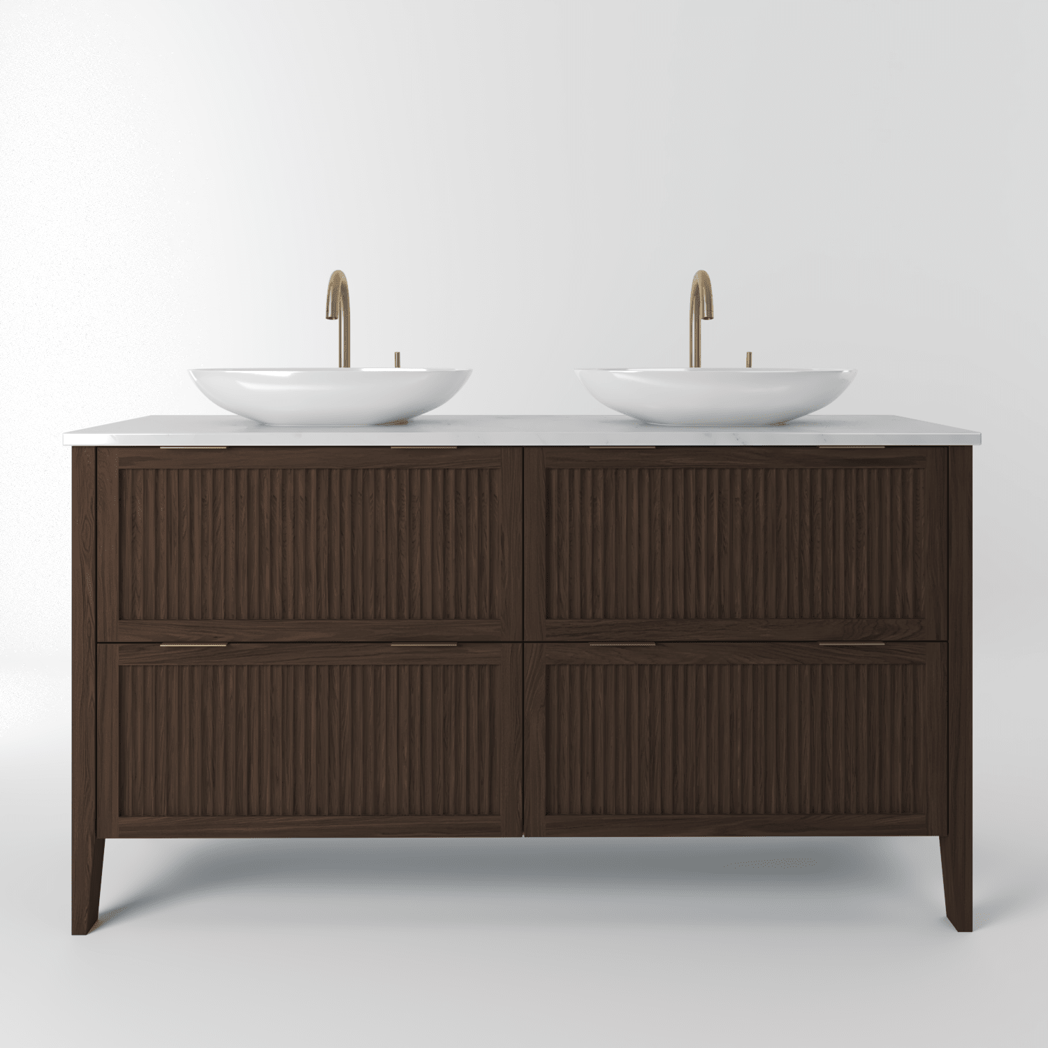 The Clifton | Oak Fluted Double Vanity 1400mm | Dark Roast - Mockridge Design