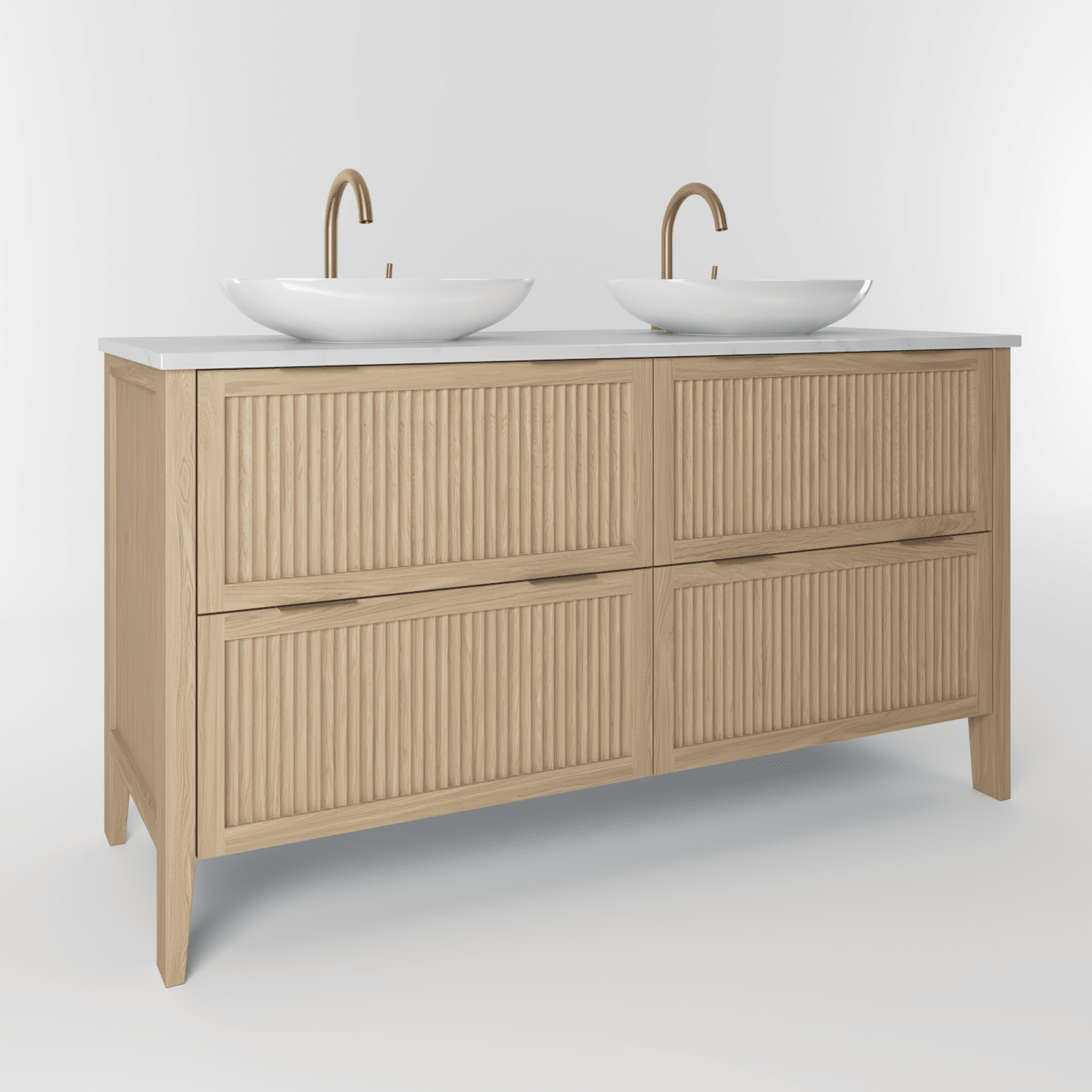 The Clifton | Oak Fluted Double Vanity 1400mm | Smoke 5% - Mockridge Design