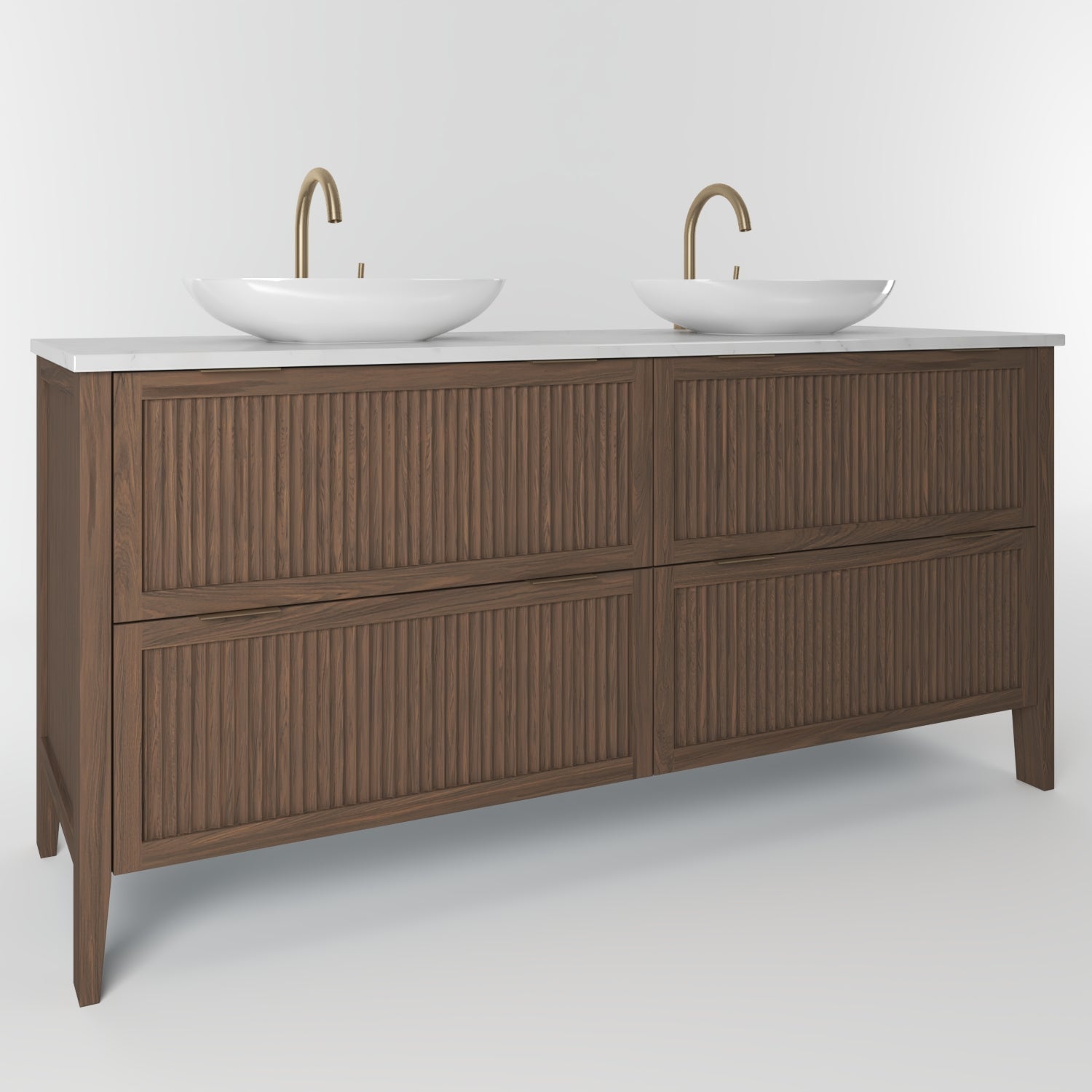 The Clifton | Oak Fluted Double Vanity 1600mm | Chocolate - Mockridge Design
