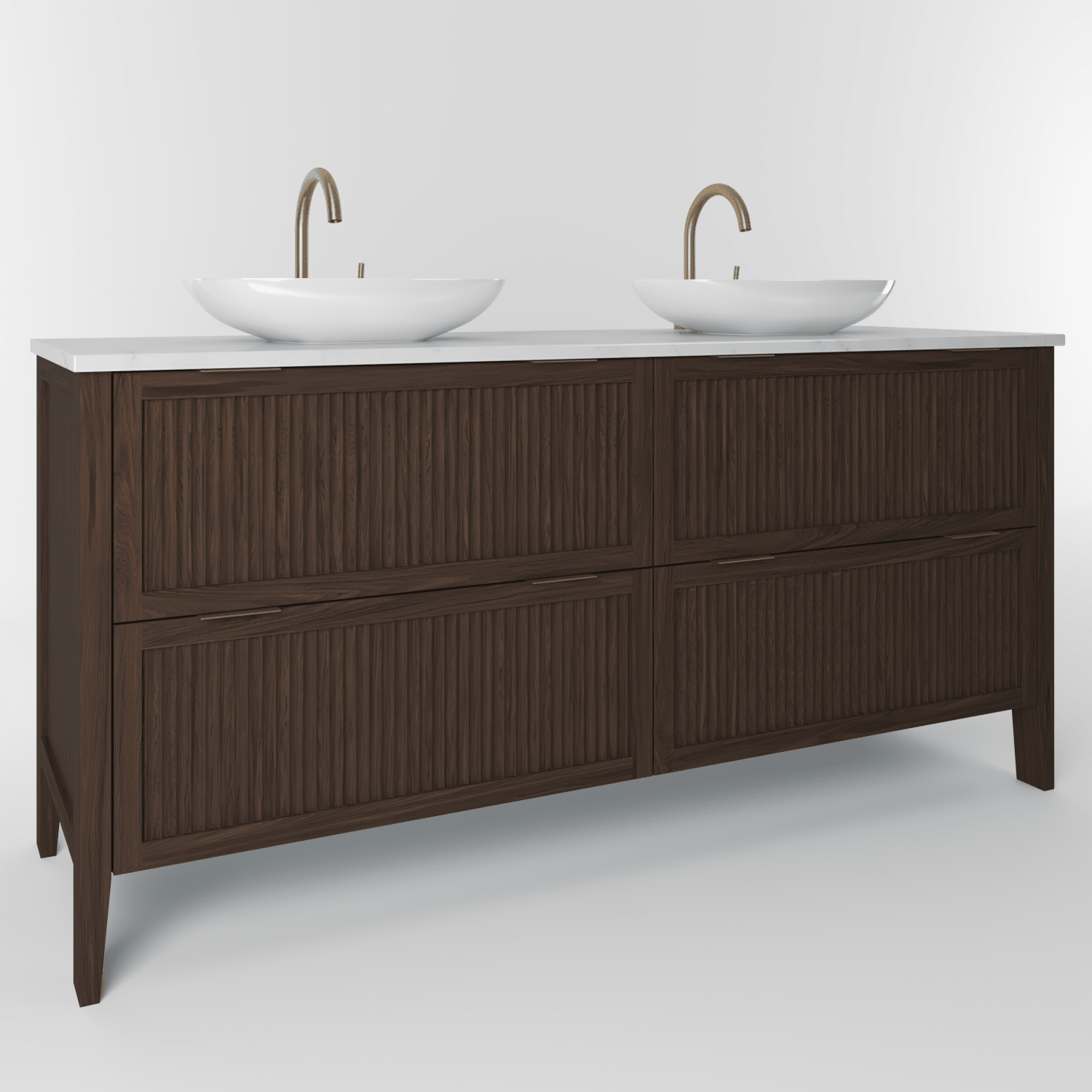 The Clifton | Oak Fluted Double Vanity 1600mm | Dark Roast - Mockridge Design