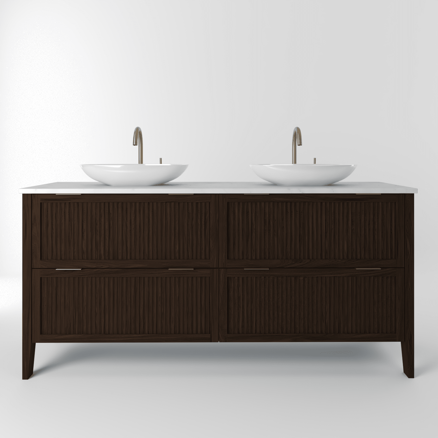 The Clifton | Oak Fluted Double Vanity 1600mm | Espresso - Mockridge Design