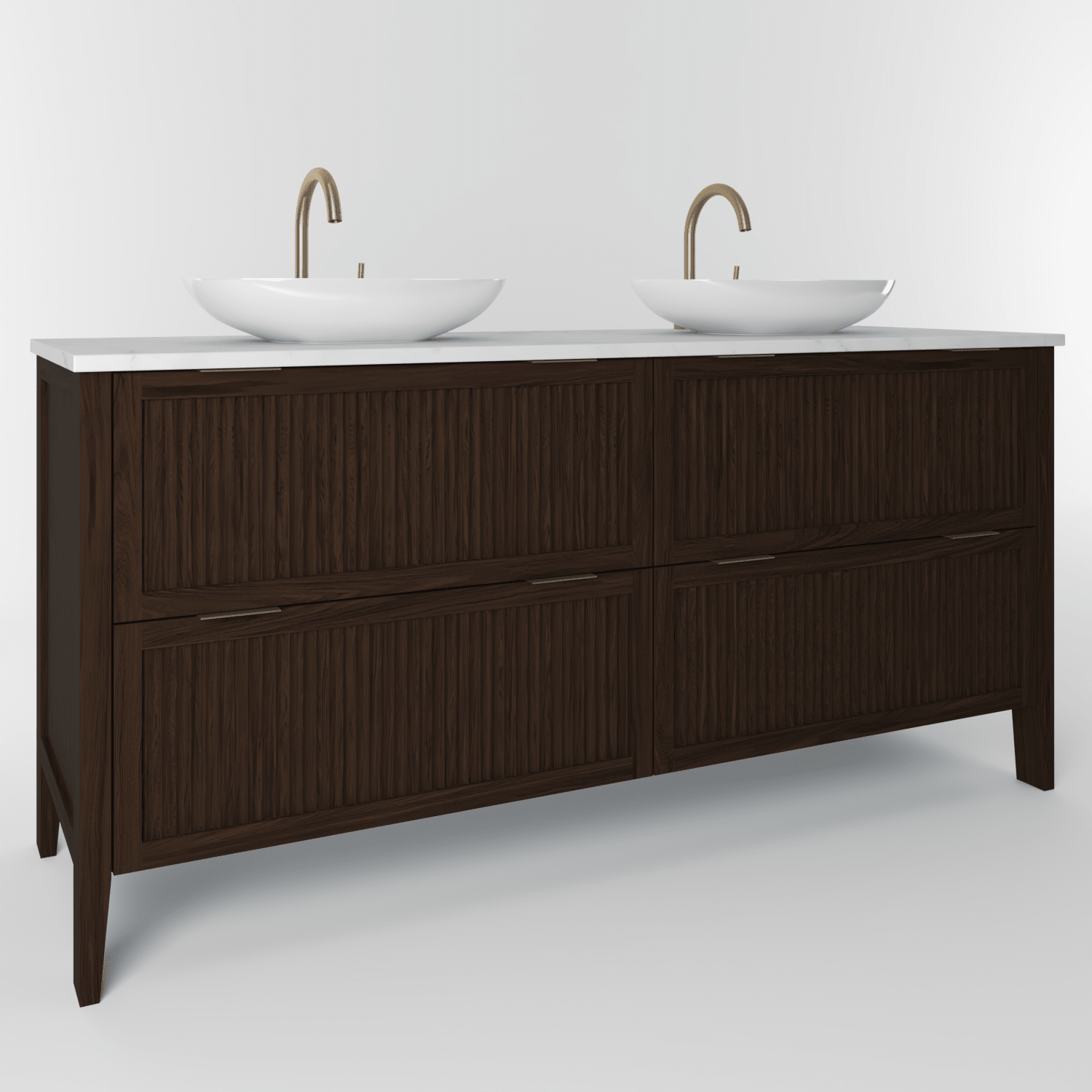 The Clifton | Oak Fluted Double Vanity 1600mm | Espresso - Mockridge Design