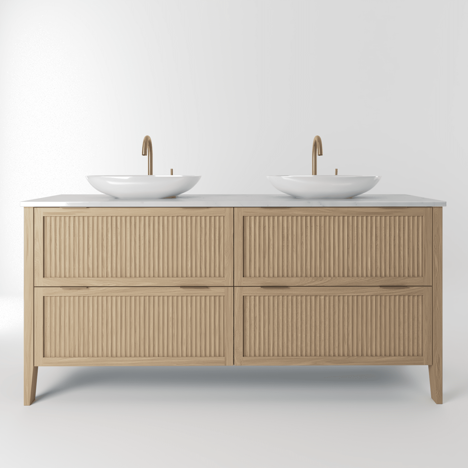 The Clifton | Oak Fluted Double Vanity 1600mm | Smoke 5% - Mockridge Design