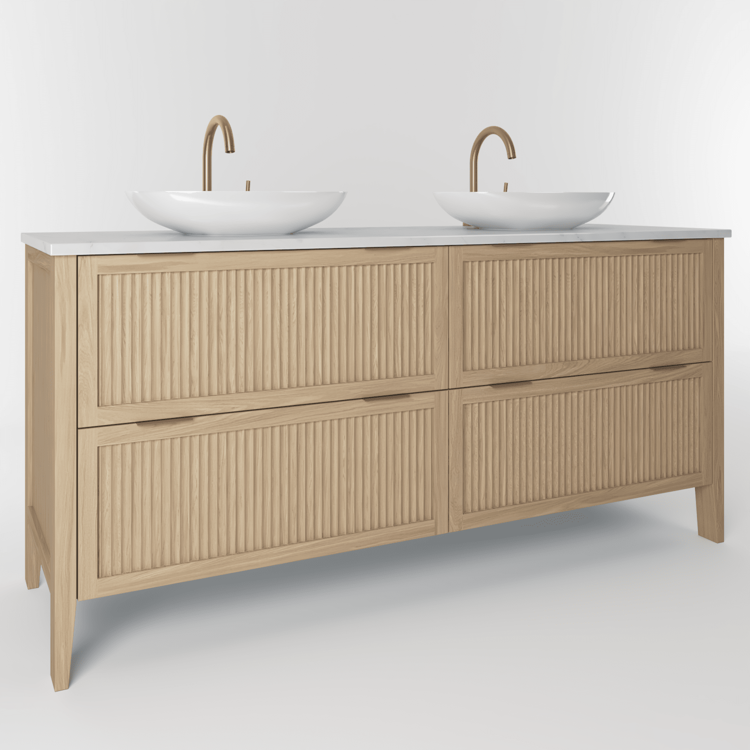 The Clifton | Oak Fluted Double Vanity 1600mm | Smoke 5% - Mockridge Design