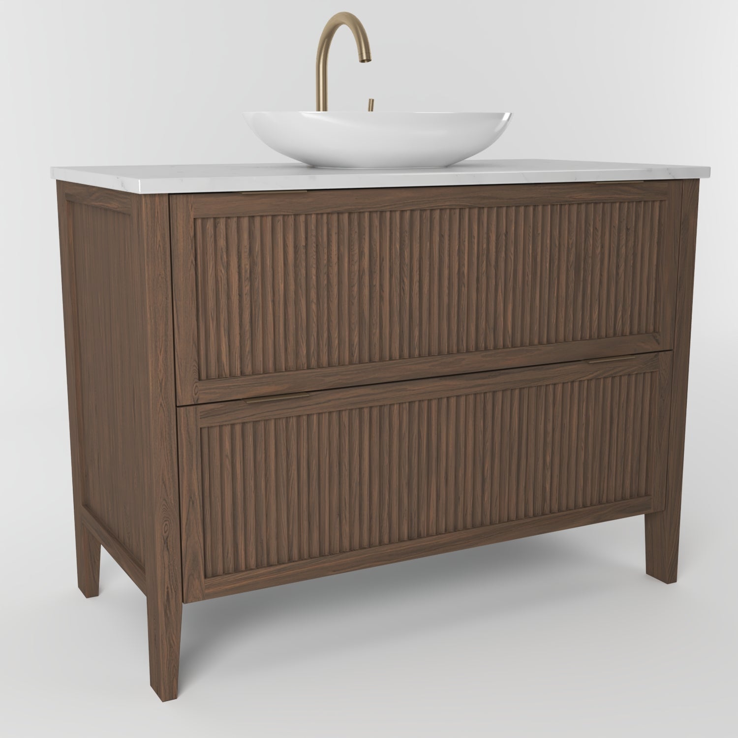 The Clifton | Oak Fluted Vanity 1000mm | Chocolate - Mockridge Design