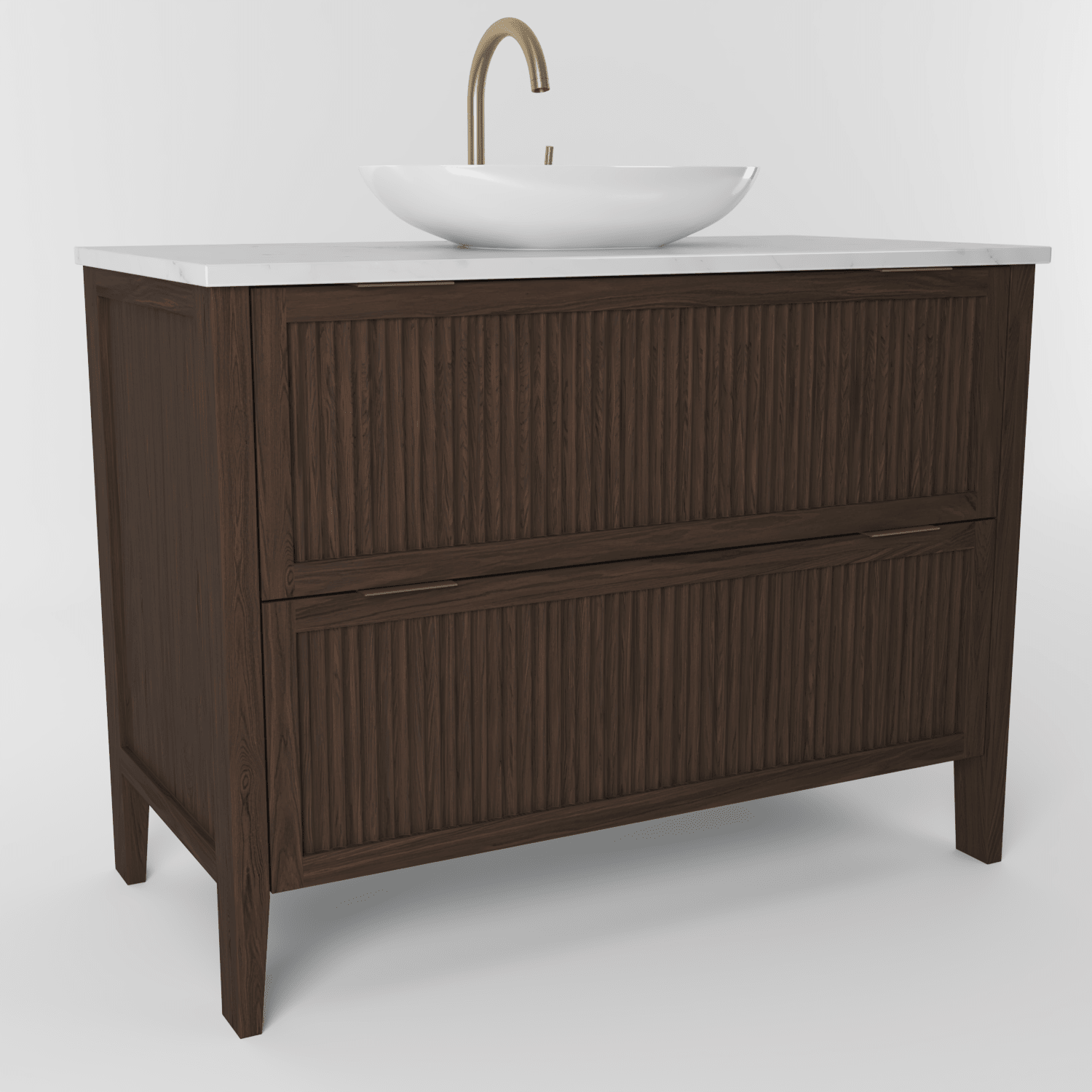 The Clifton | Oak Fluted Vanity 1000mm | Dark Roast - Mockridge Design
