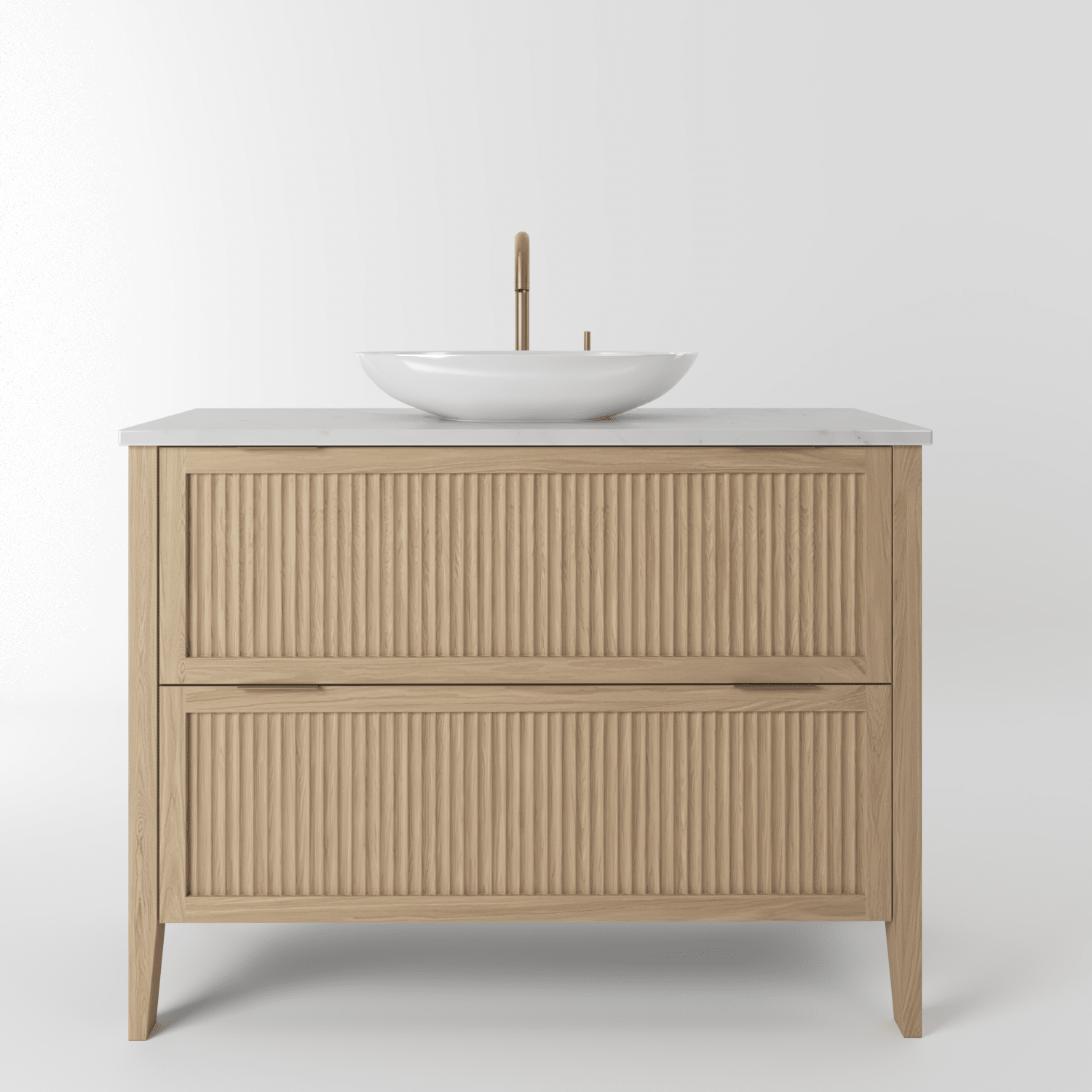 The Clifton | Oak Fluted Vanity 1000mm | Smoke 5% - Mockridge Design