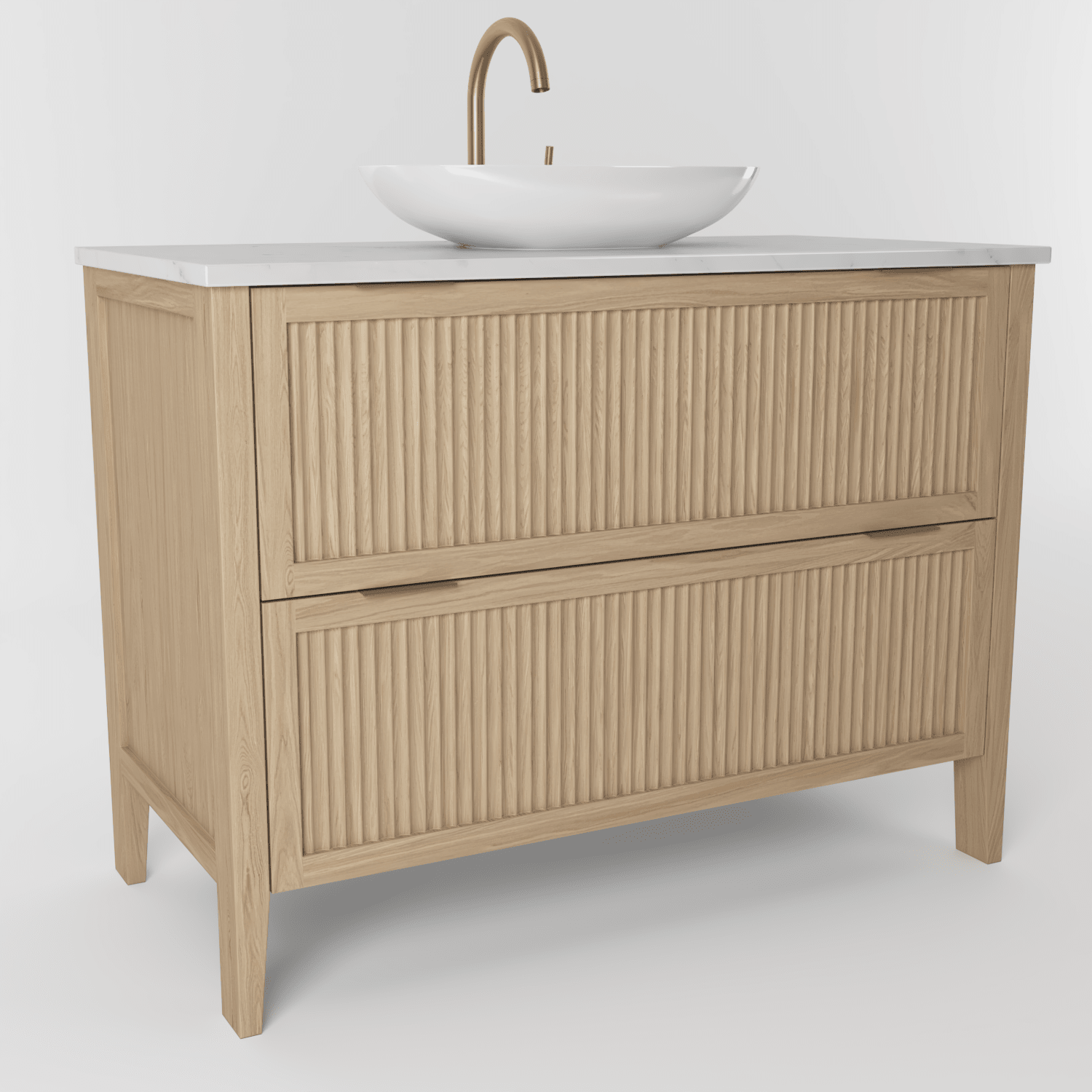 The Clifton | Oak Fluted Vanity 1000mm | Smoke 5% - Mockridge Design