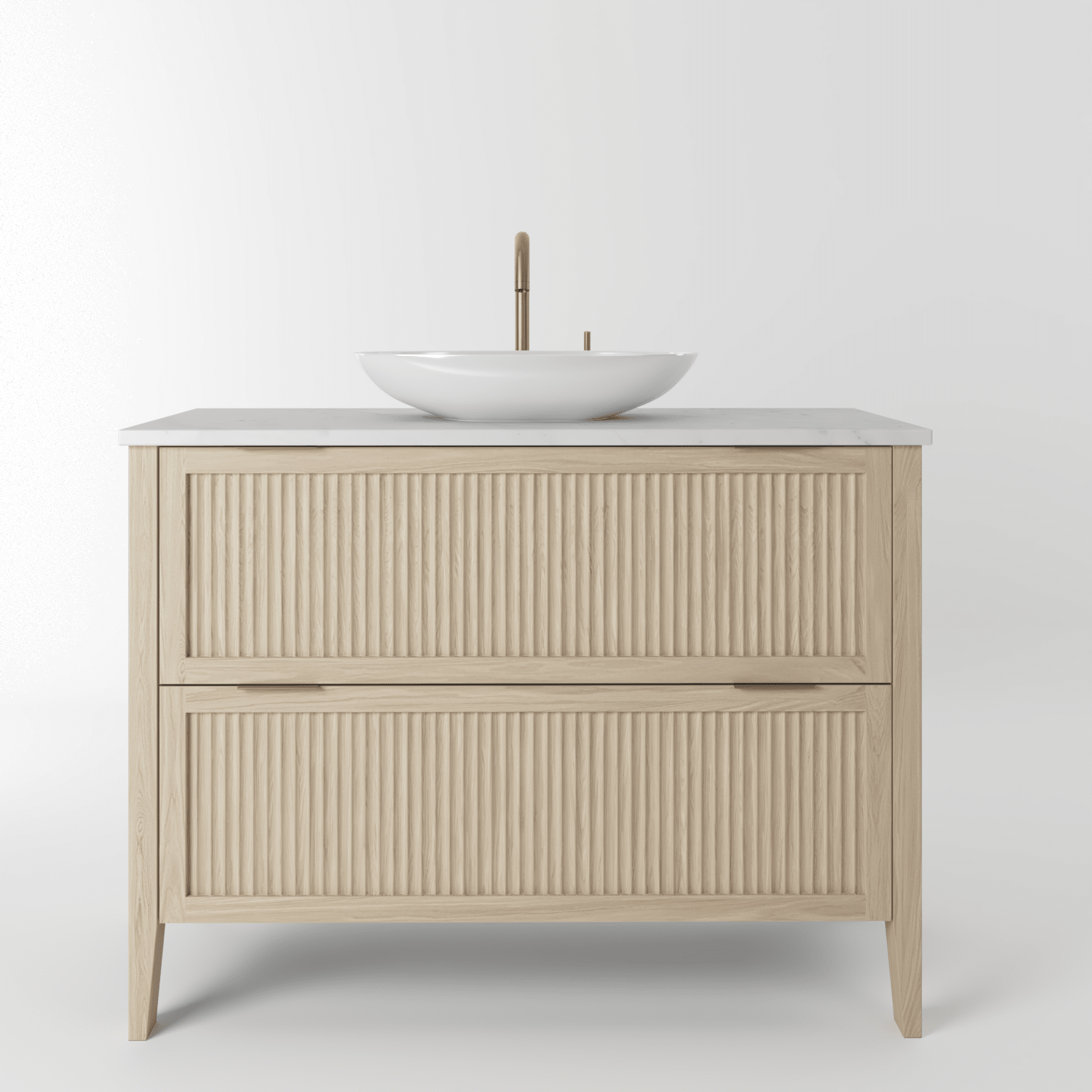 The Clifton | Oak Fluted Vanity 1000mm | White - Mockridge Design